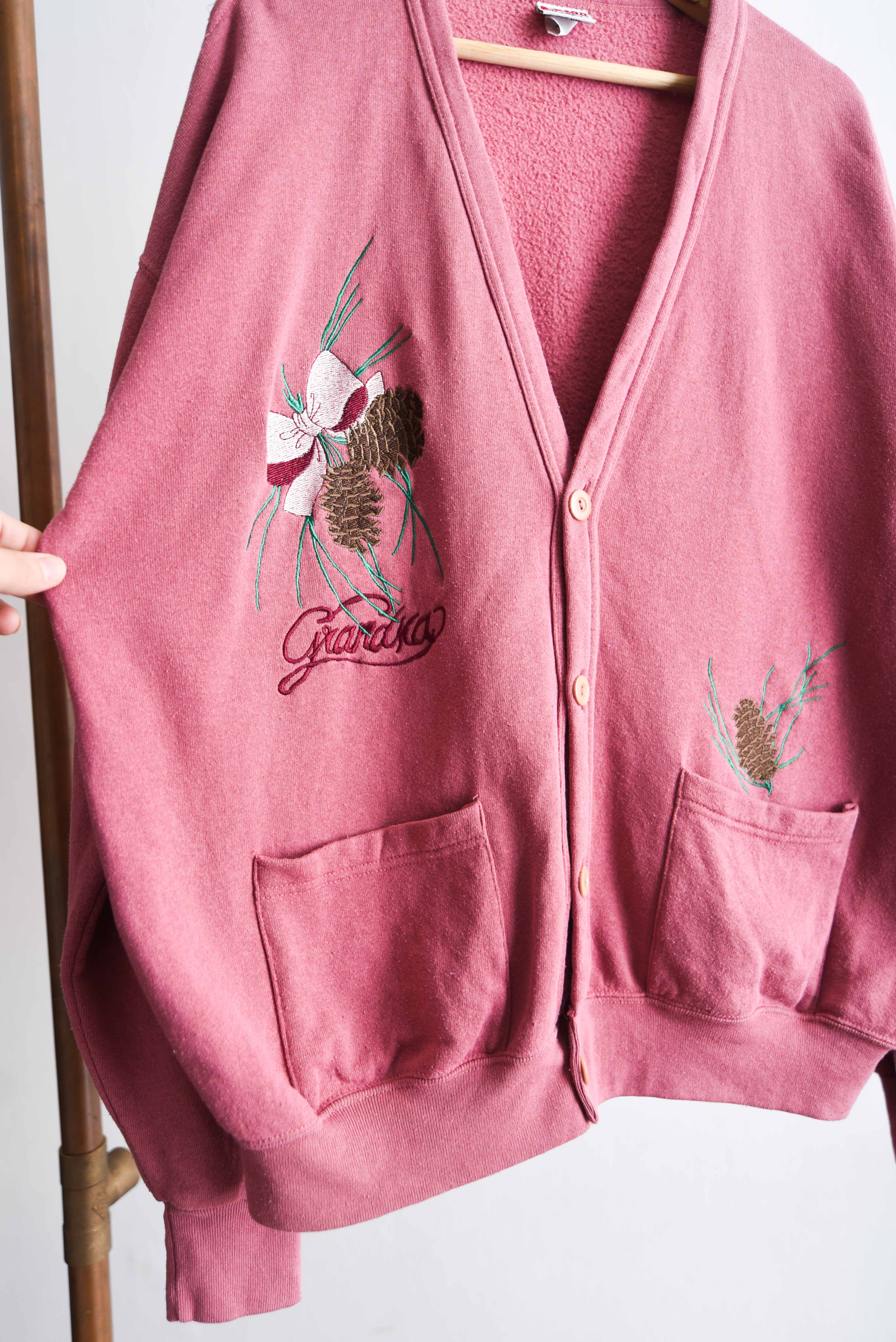 Polerón cardigan rosado Grandma