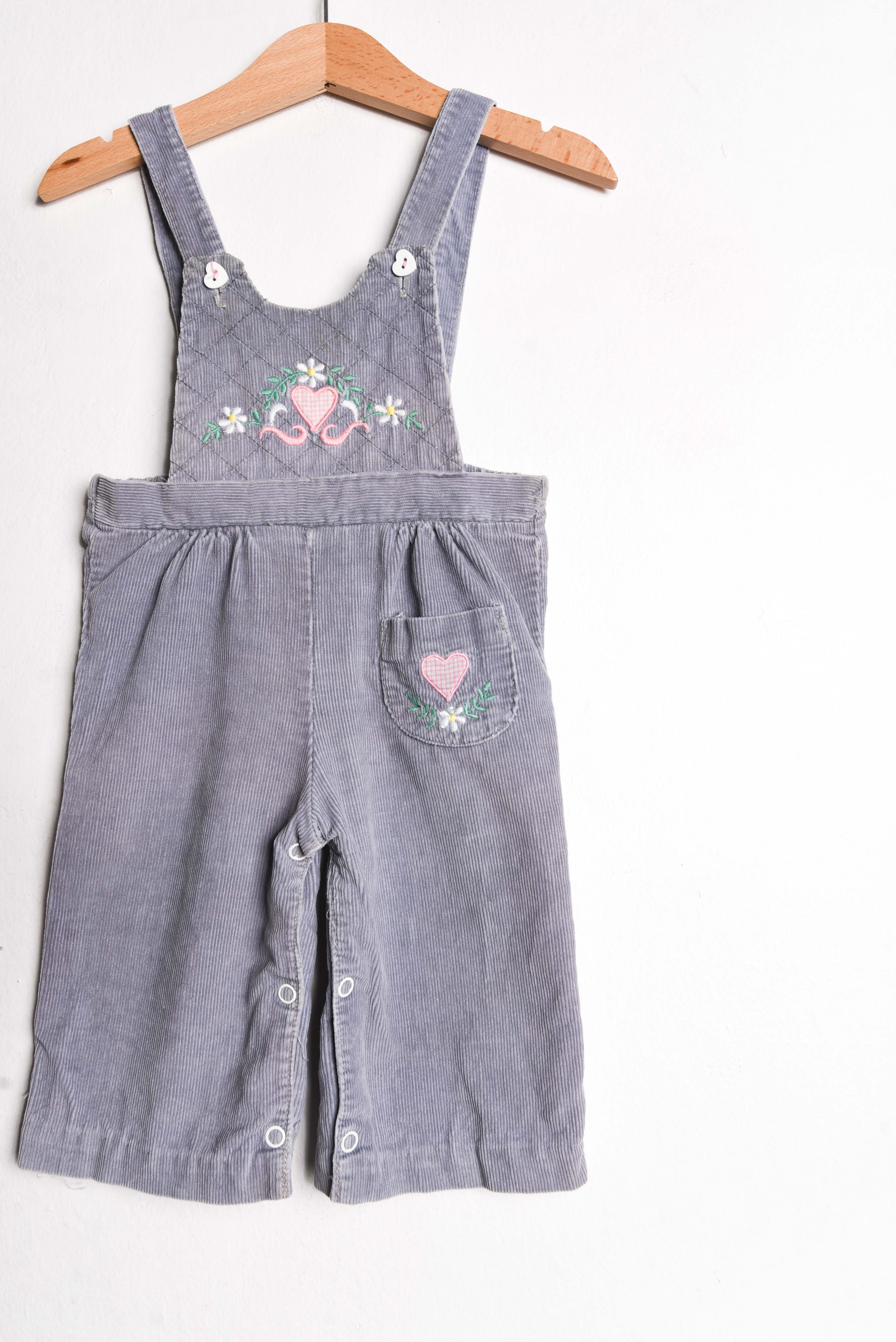 Jardinera vintage cotelé bordada 12M