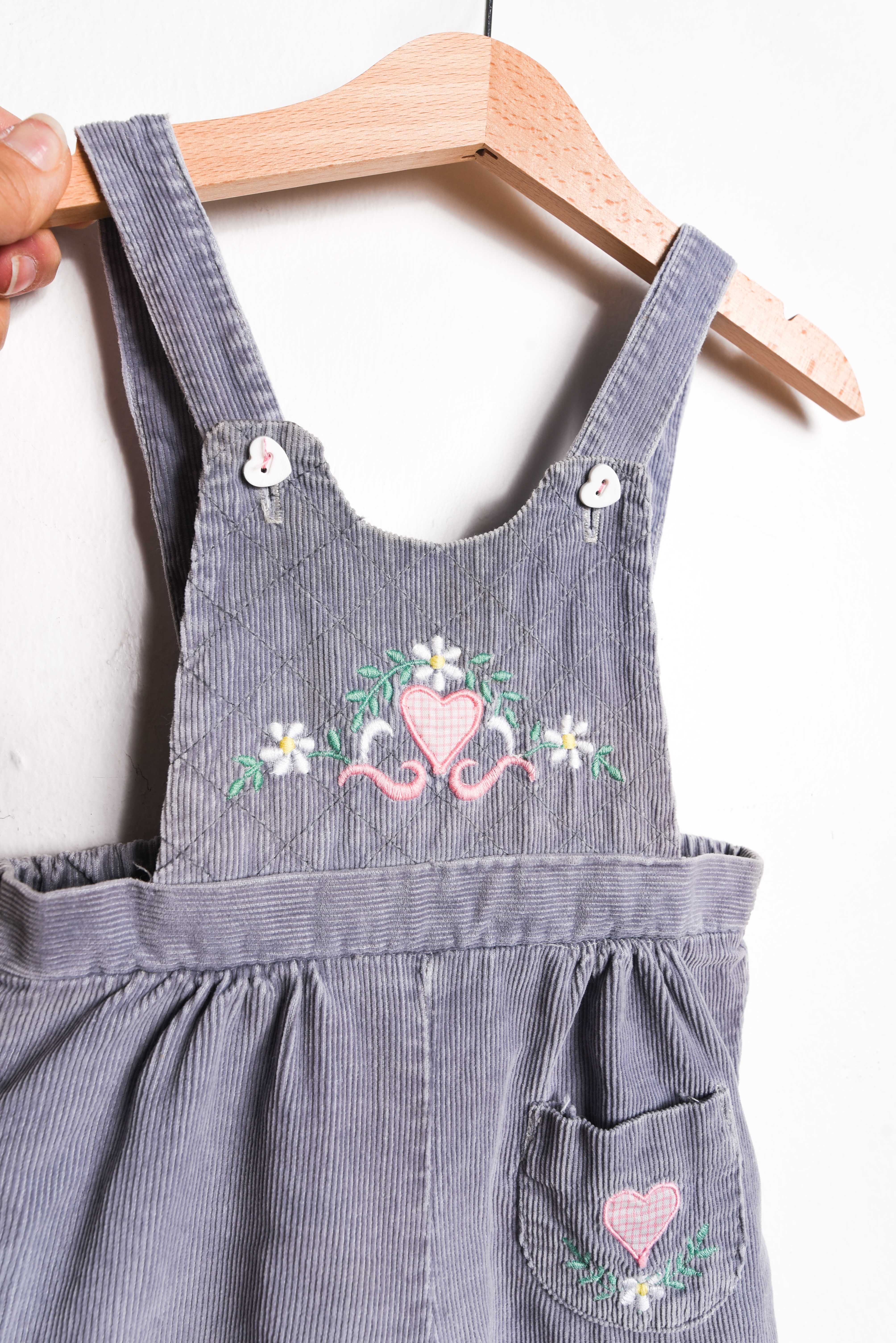 Jardinera vintage cotelé bordada 12M