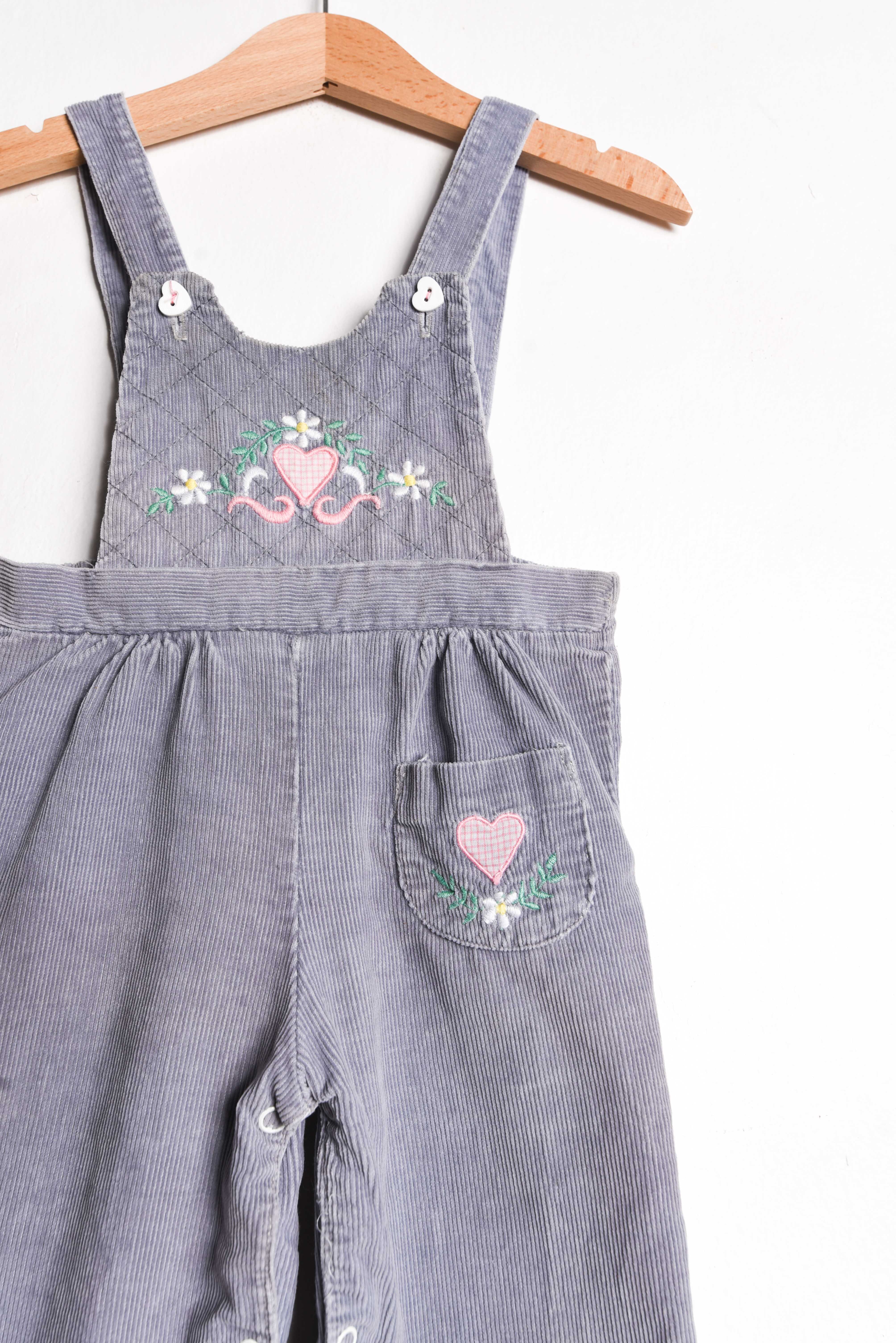 Jardinera vintage cotelé bordada 12M