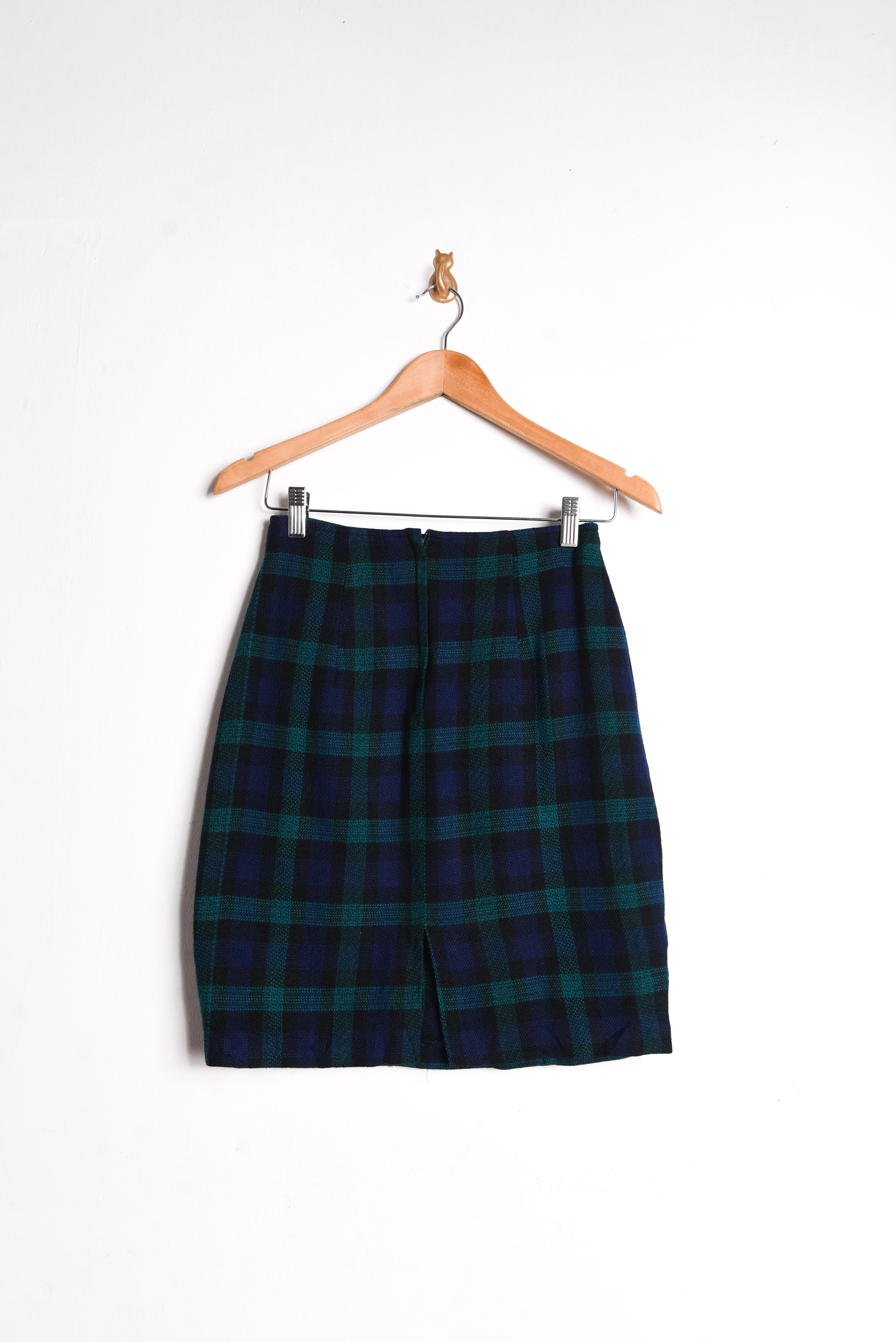 Falda navy green tartán vintage