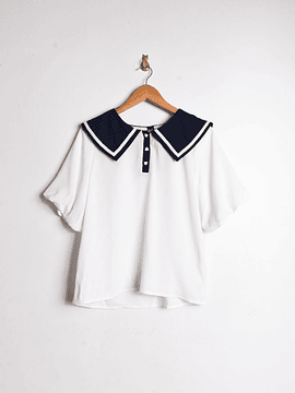 Blusa blanca marinera globo