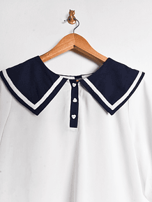 Blusa blanca marinera globo