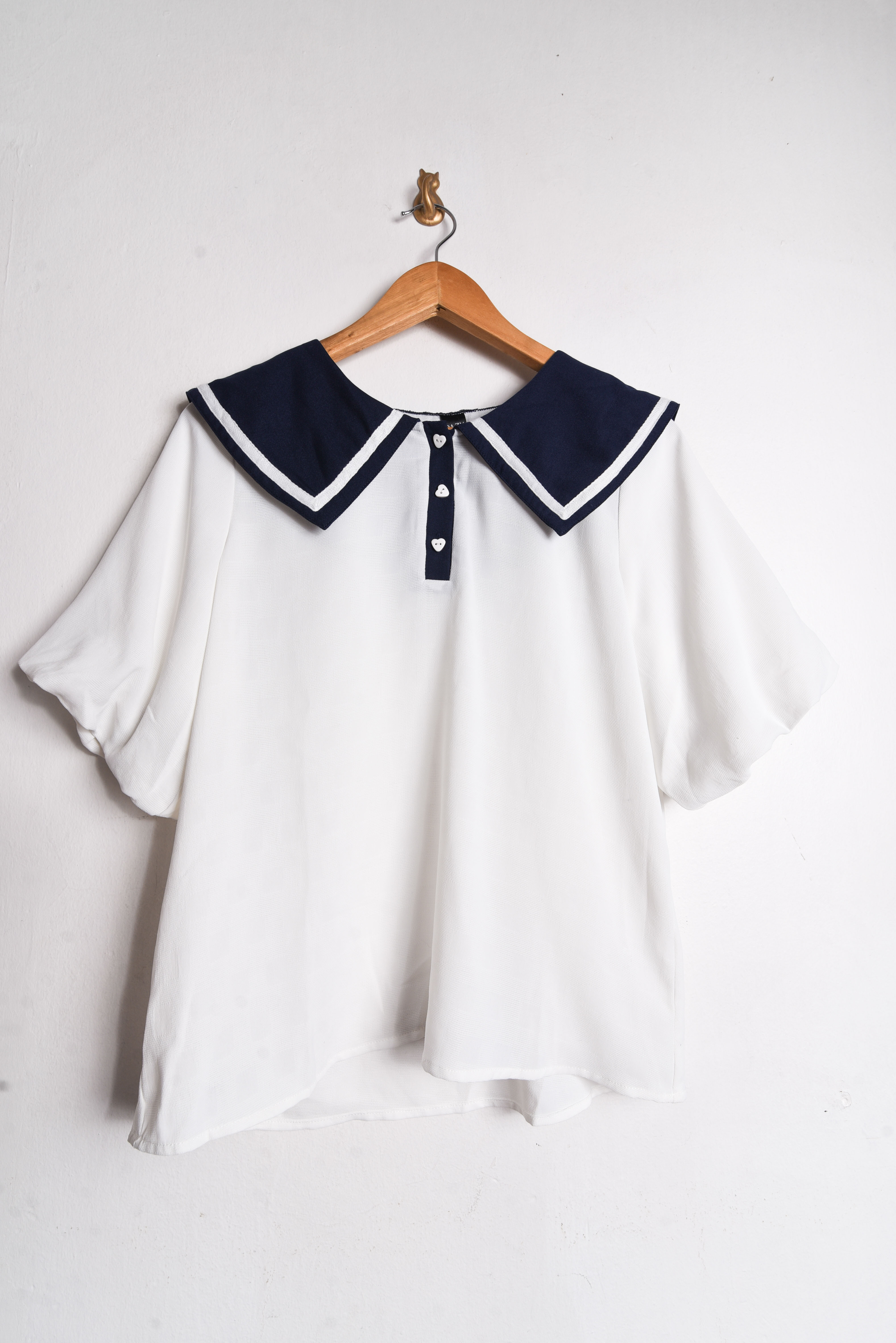 Blusa blanca marinera globo