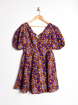 Vestido purple print globo