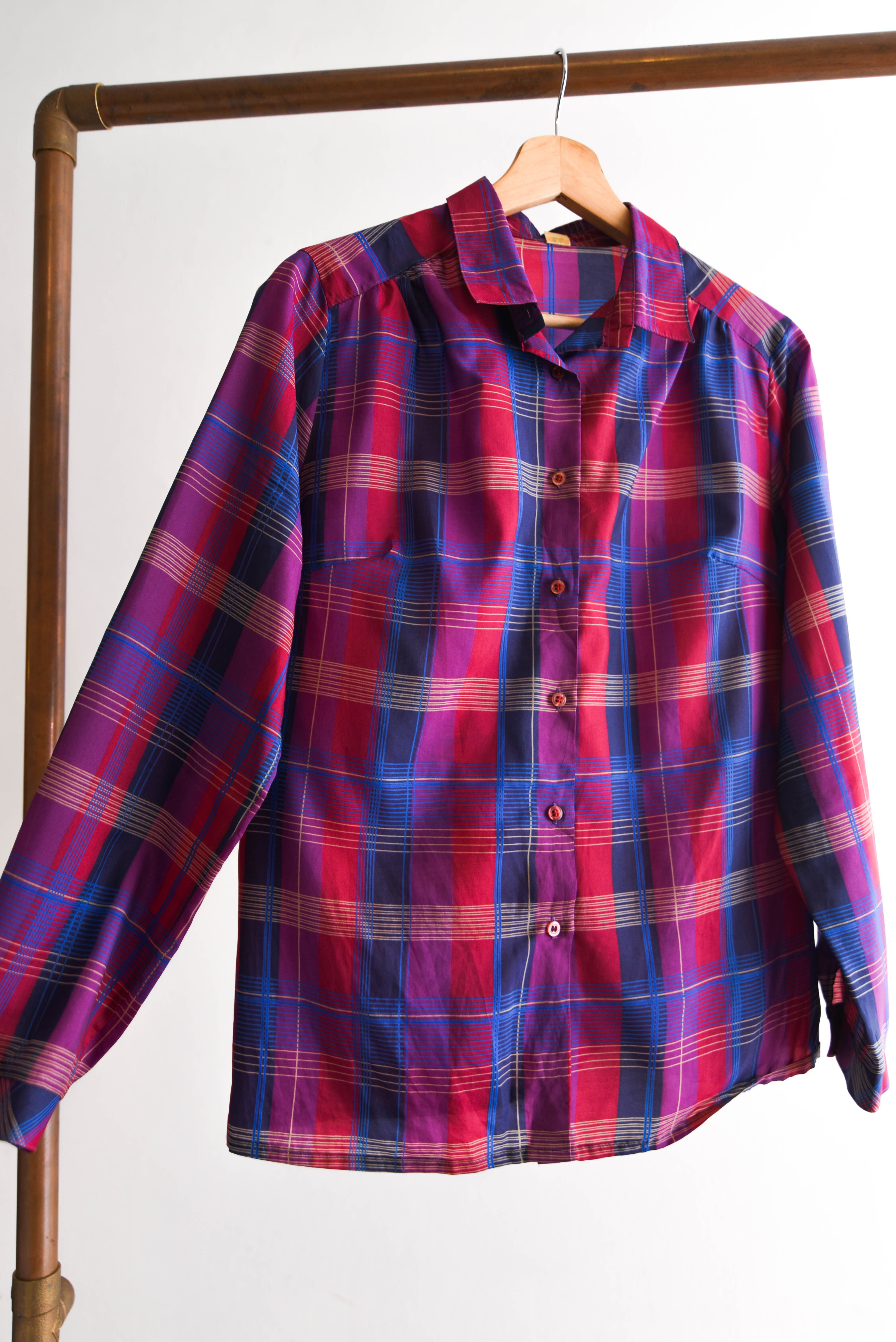 Blusa purple tartán 80s