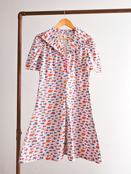 Vestido vintage 60s print peces