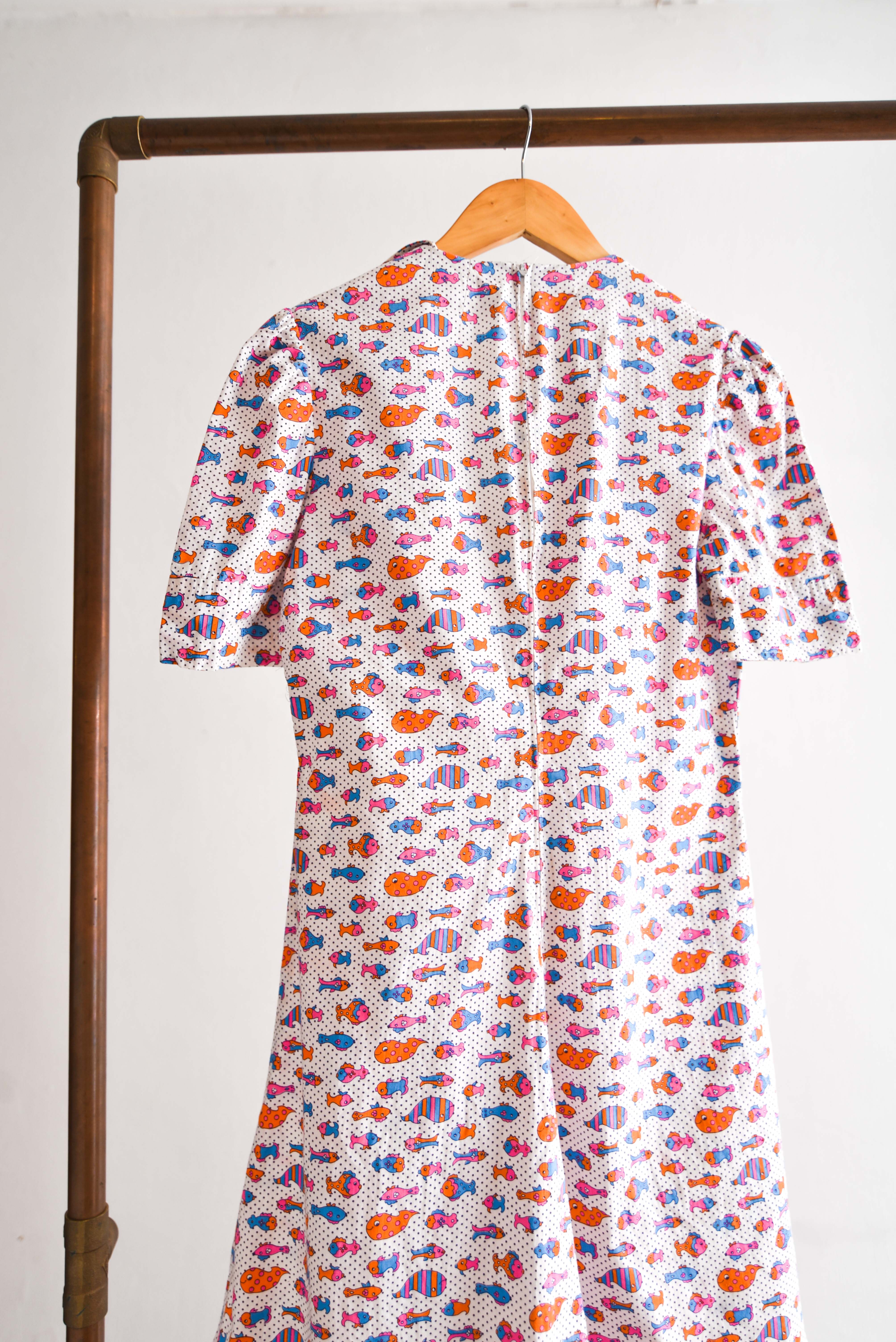 Vestido vintage 60s print peces