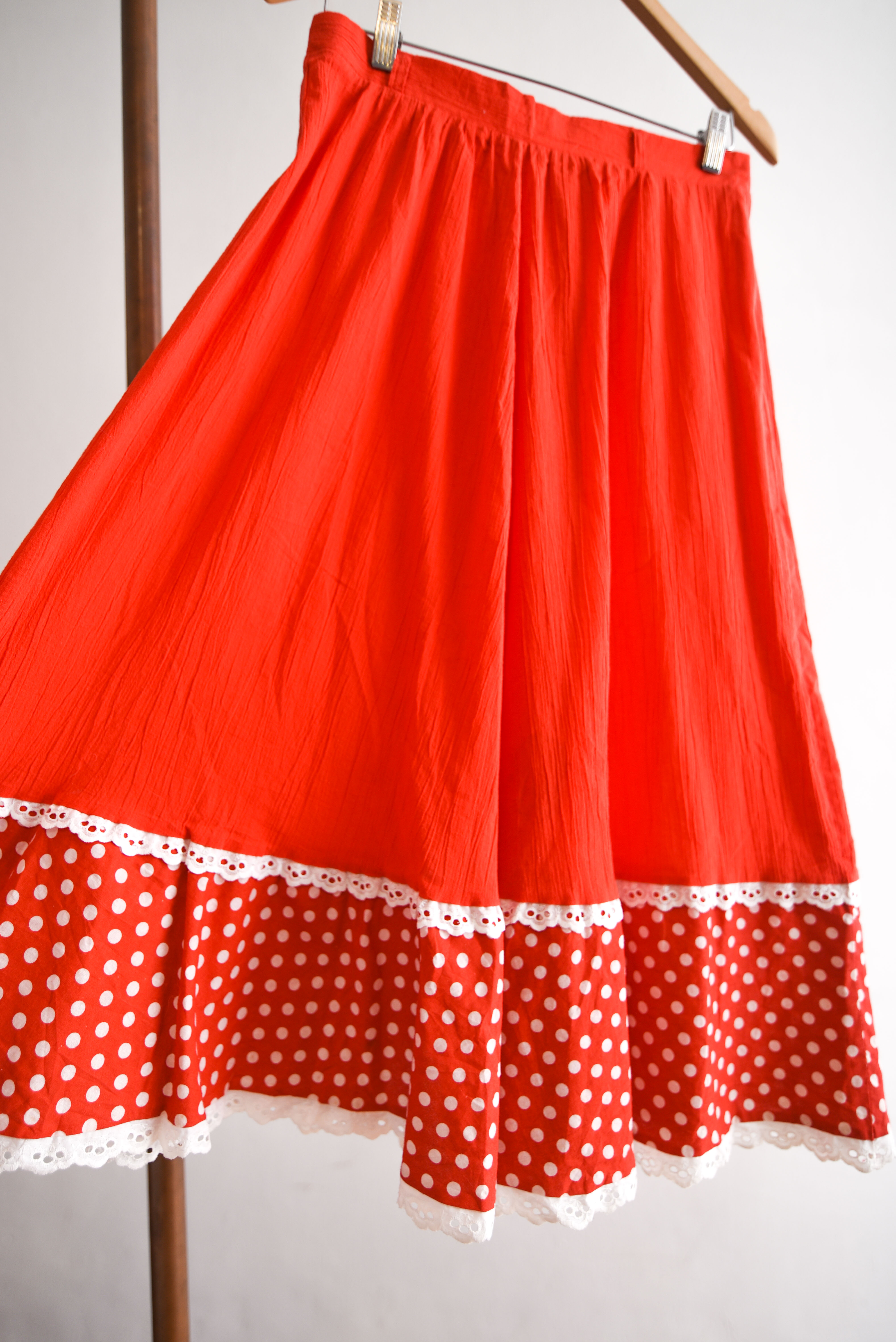 Maxi falda roja lunares vintage