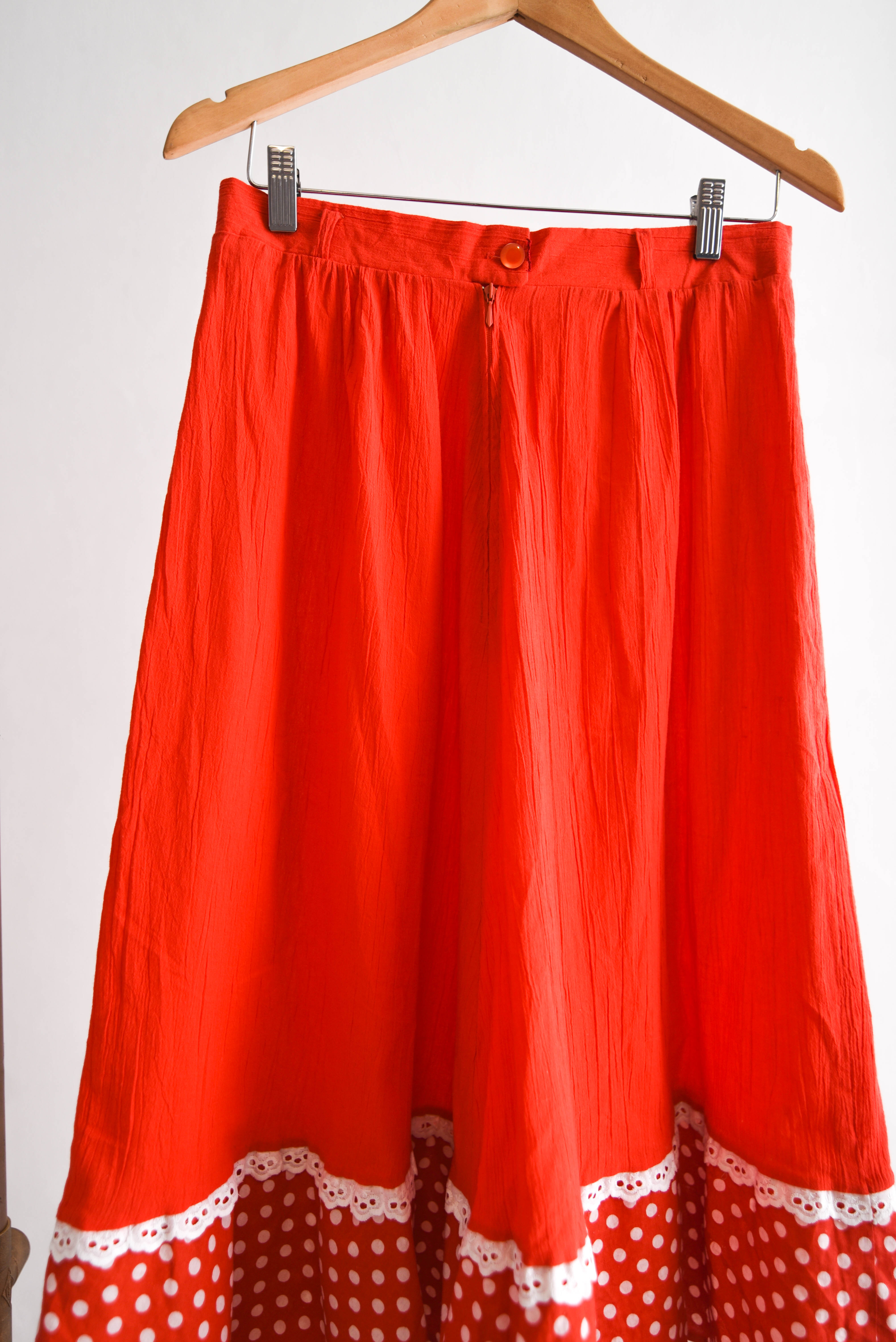 Maxi falda roja lunares vintage