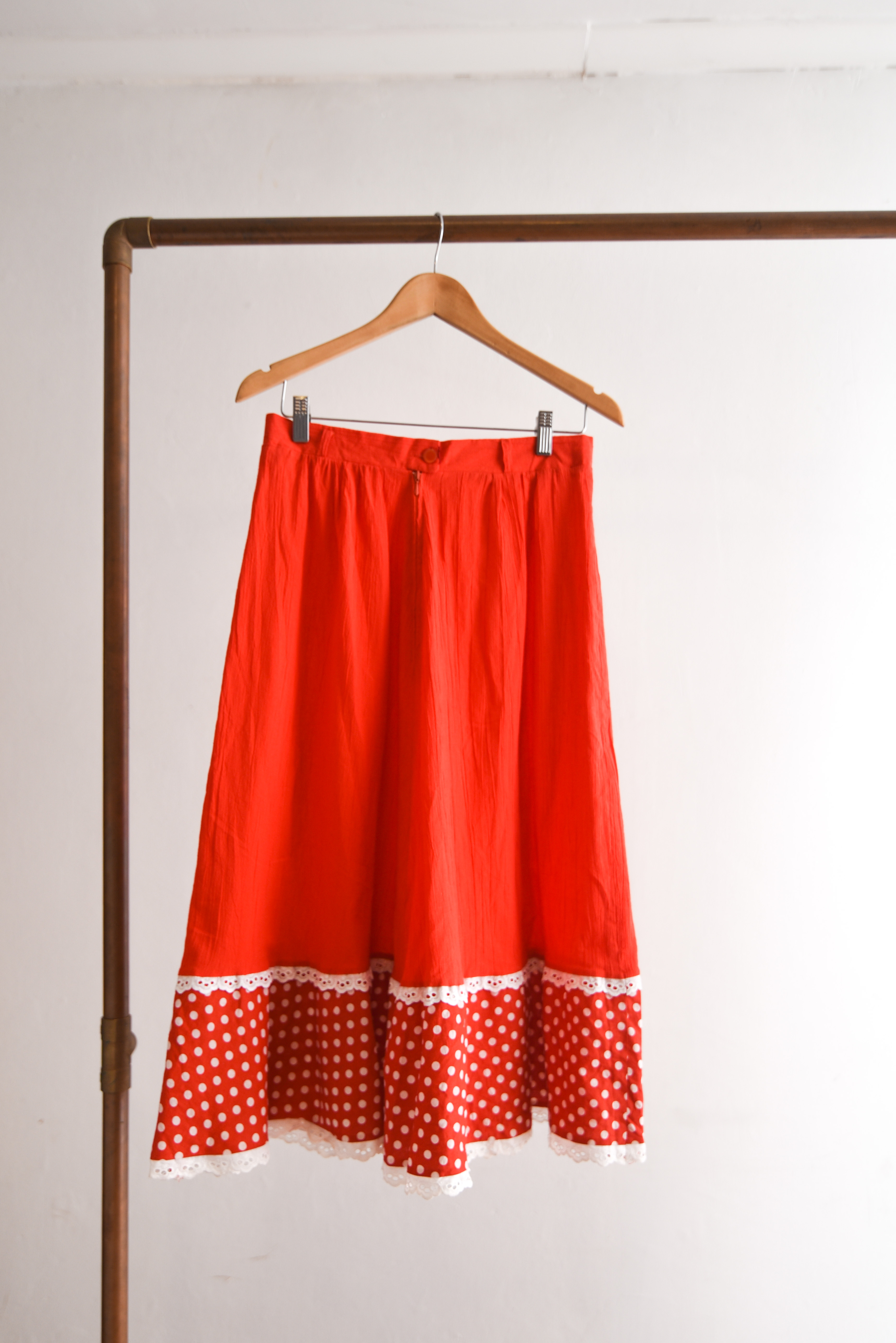 Maxi falda roja lunares vintage
