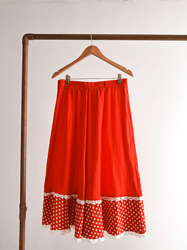 Maxi falda roja lunares vintage