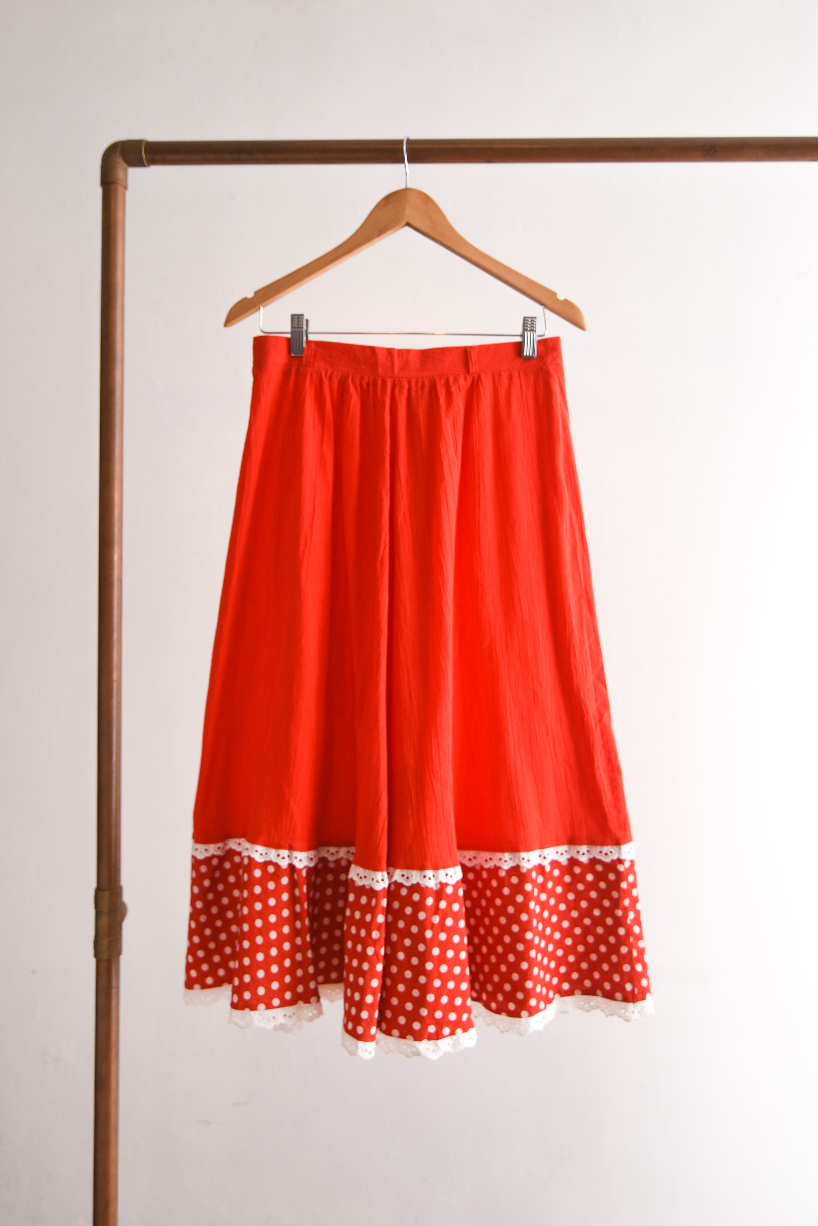 Maxi falda roja lunares vintage