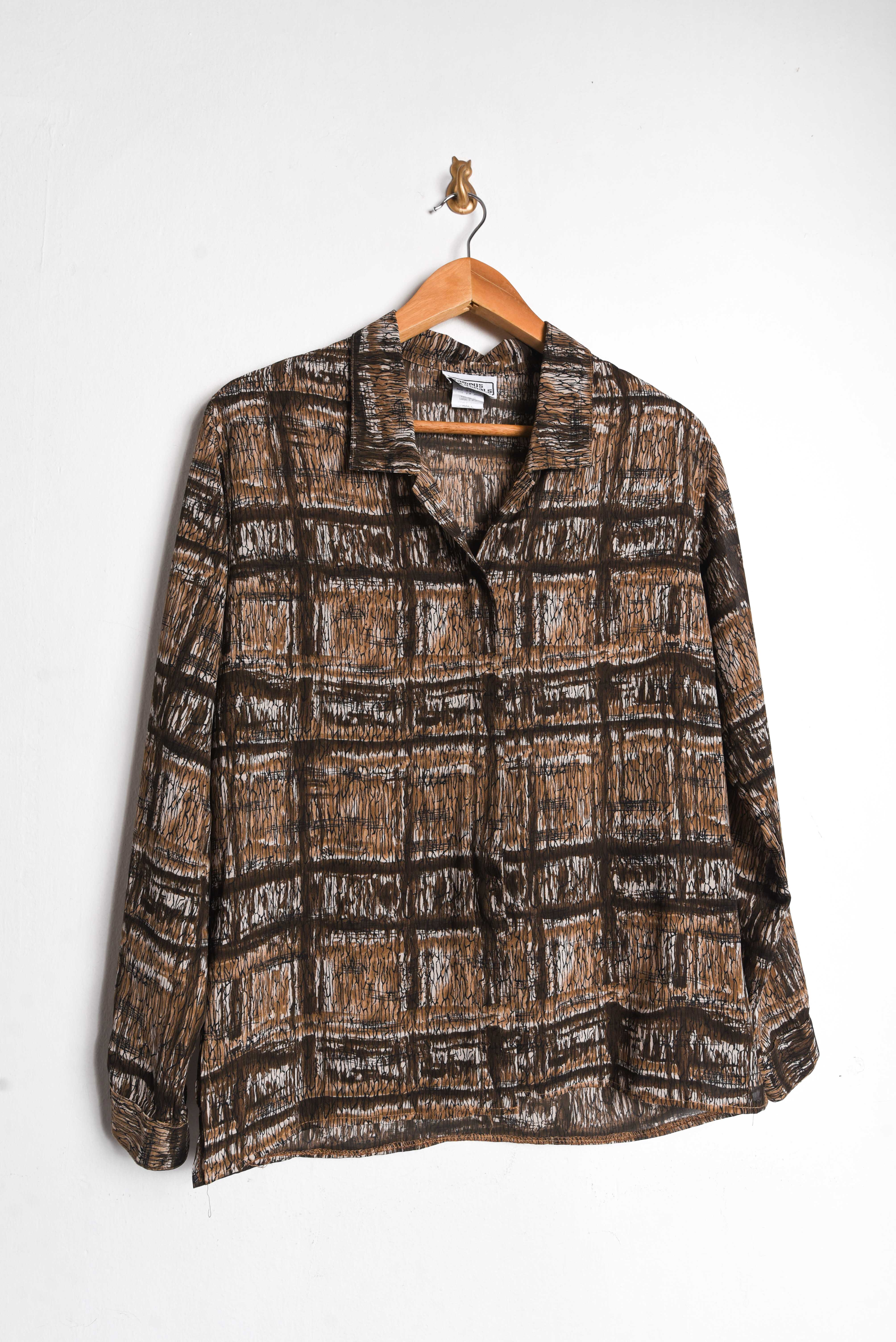 Blusa transparencia café vintage