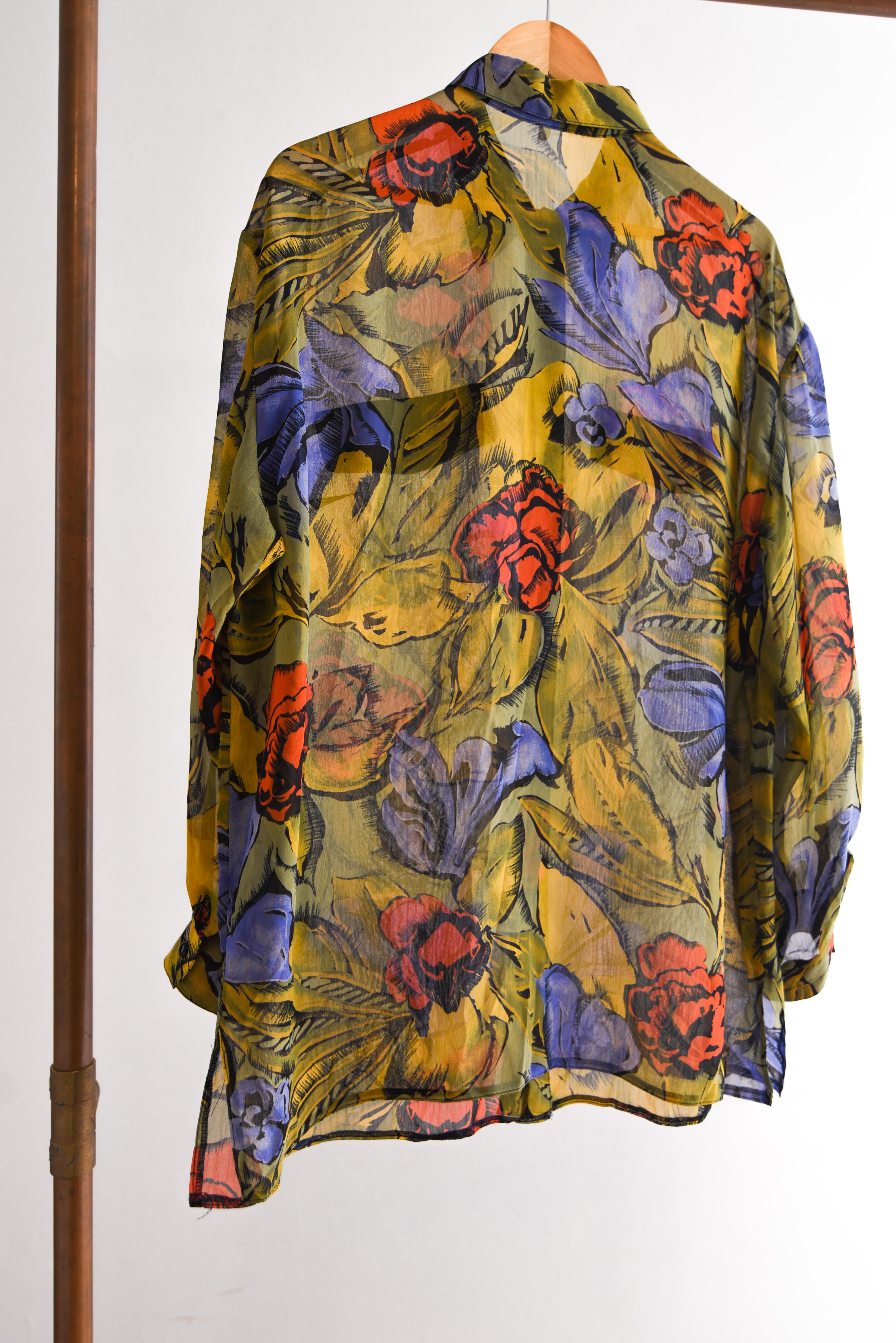 Blusón vintage transparencia floral