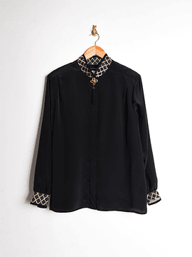 Blusa negra y dorado vintage