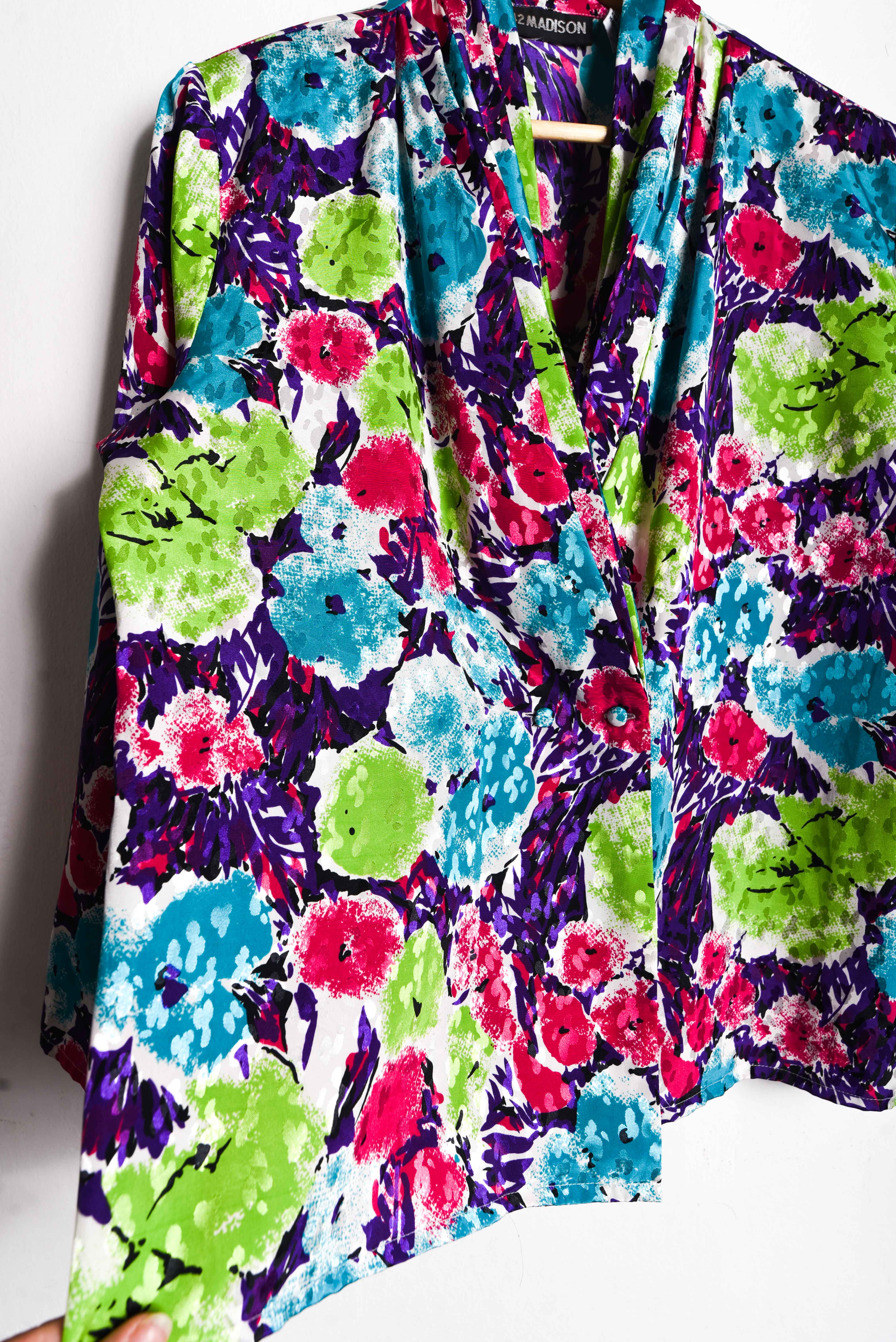 Blusa floral 80s satín