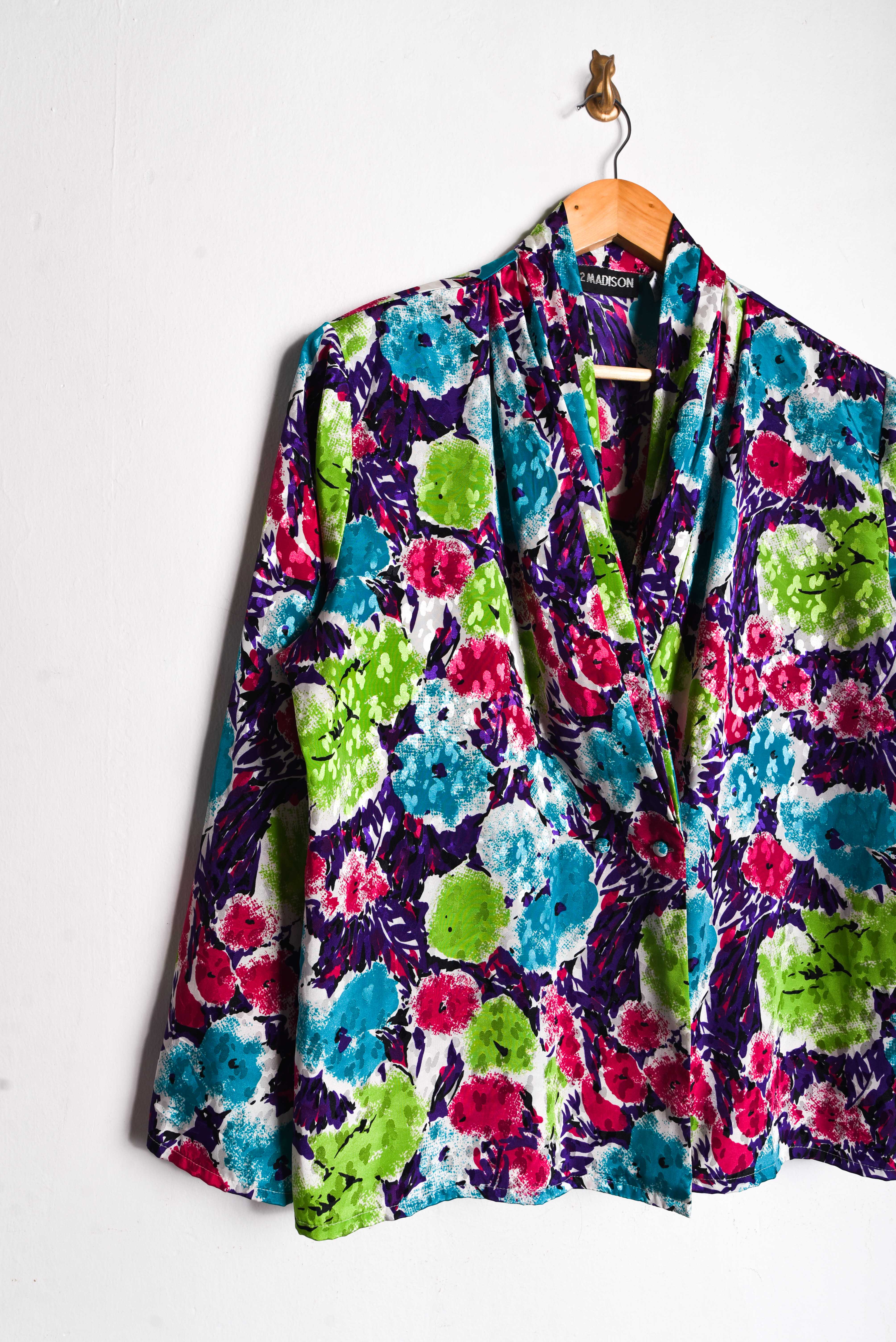 Blusa floral 80s satín