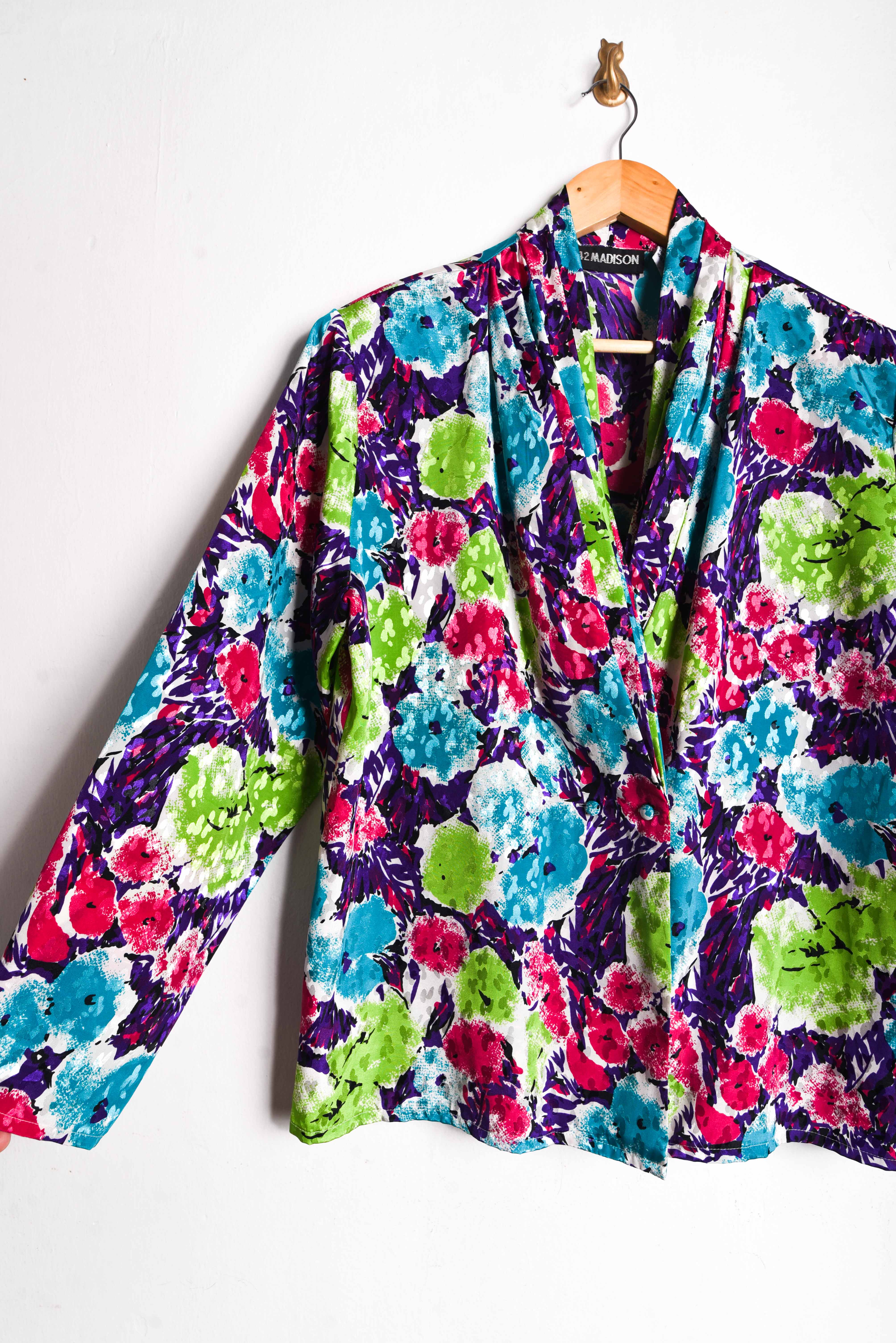 Blusa floral 80s satín