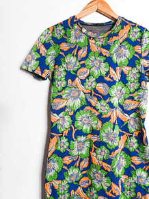 Vestido floral blue green