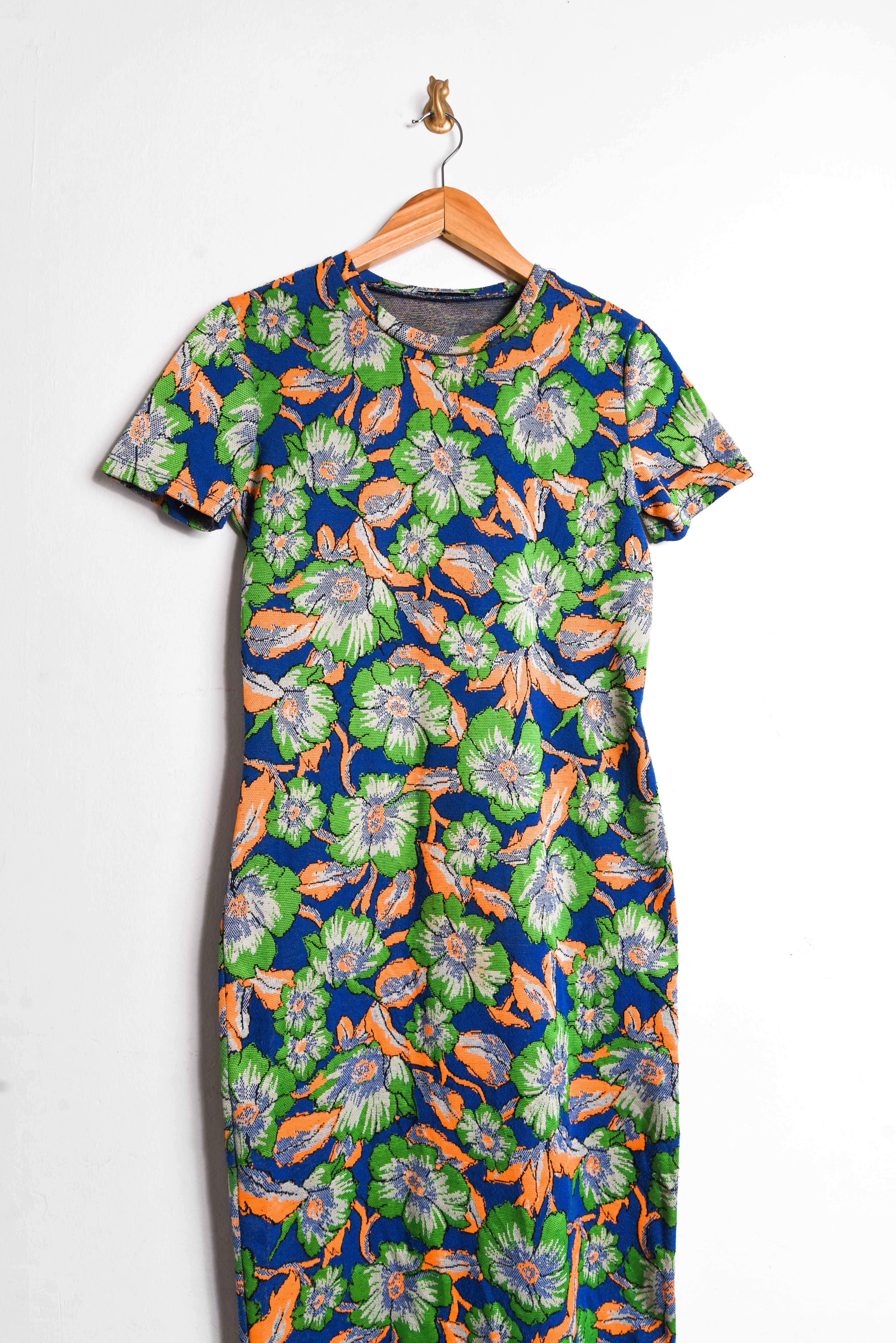 Vestido floral blue green