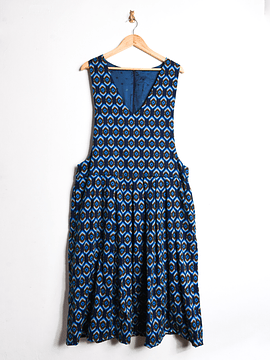 Vestido 70s rombos azul
