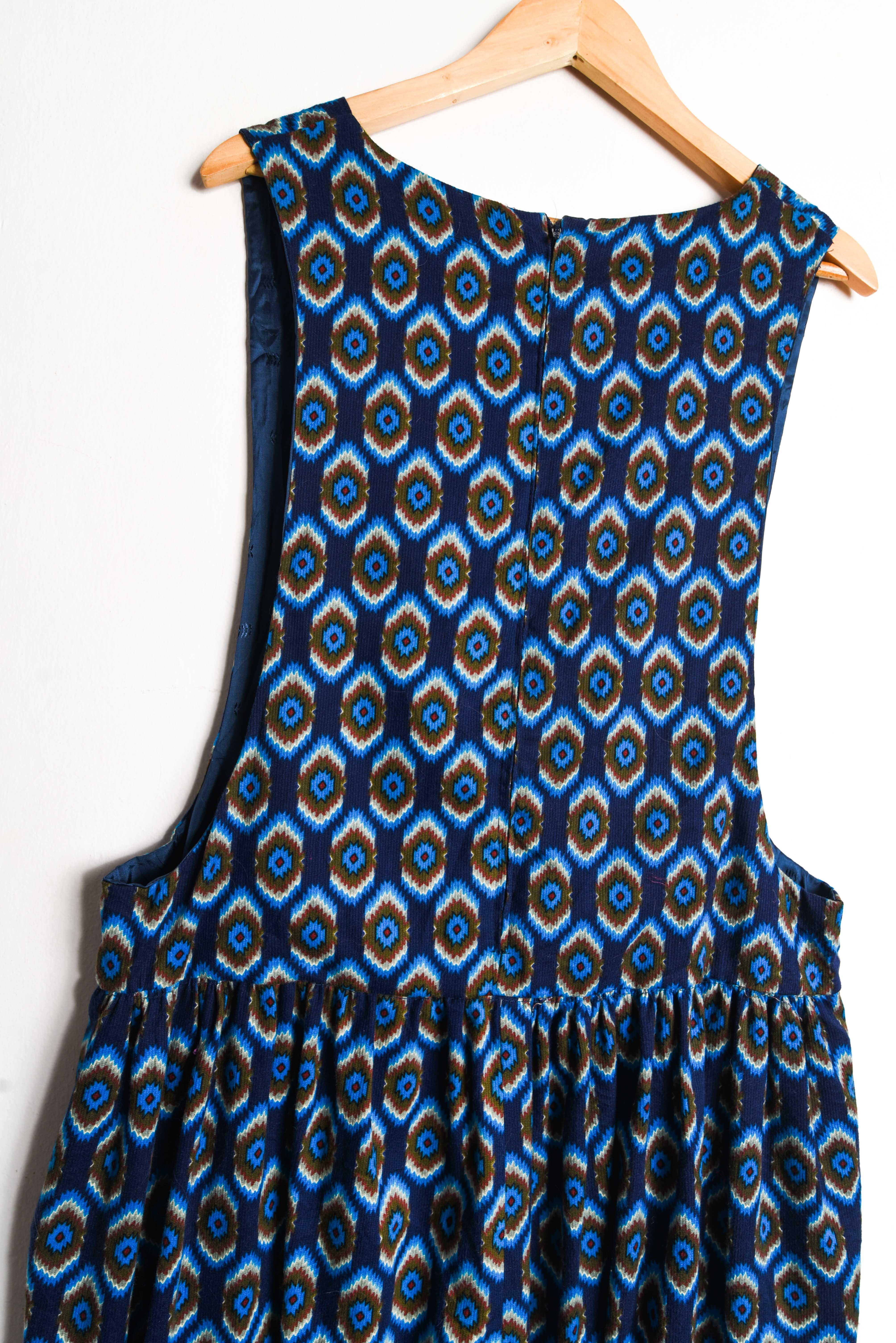 Vestido 70s rombos azul