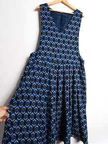 Vestido 70s rombos azul