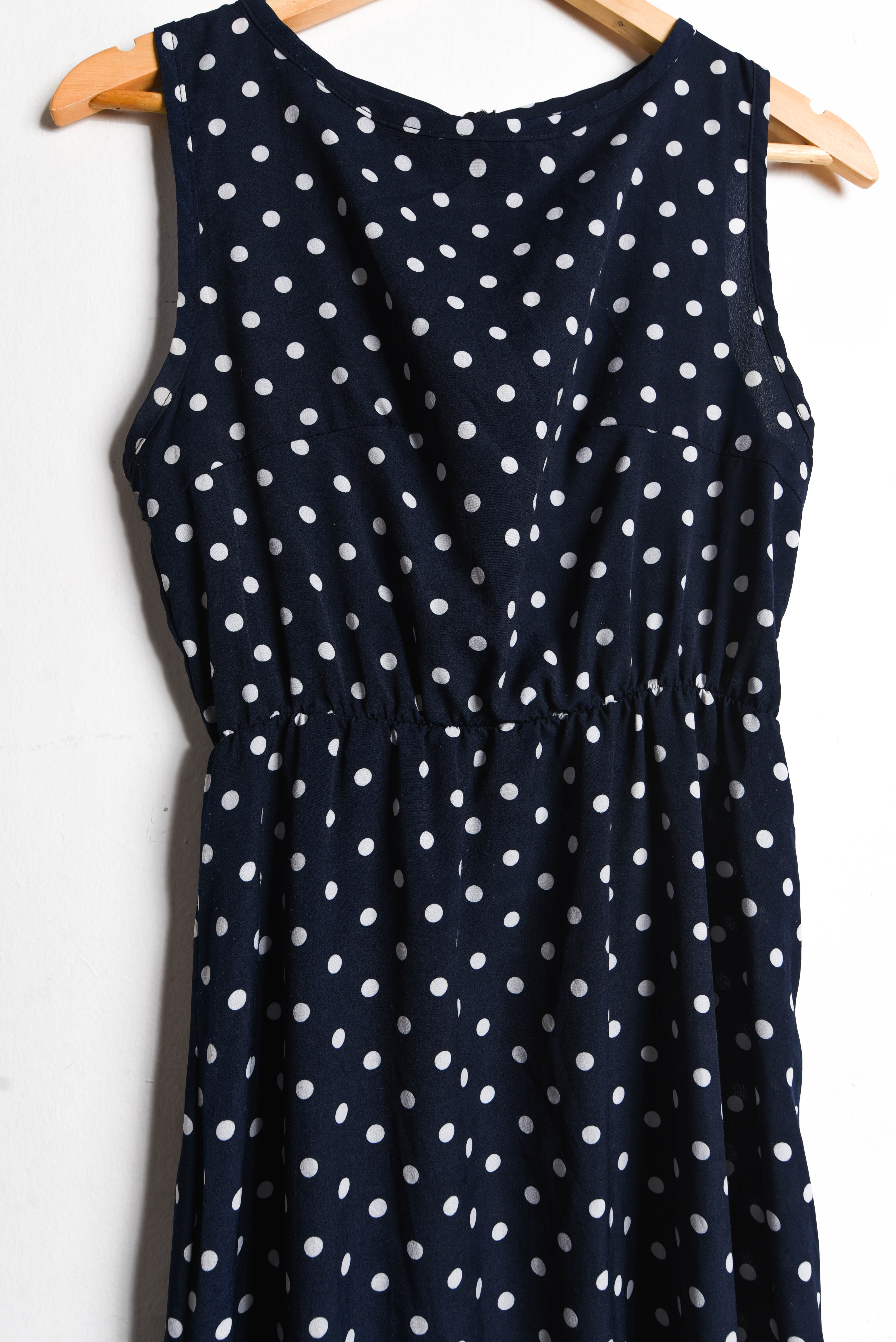 Maxi vestido navy lunares