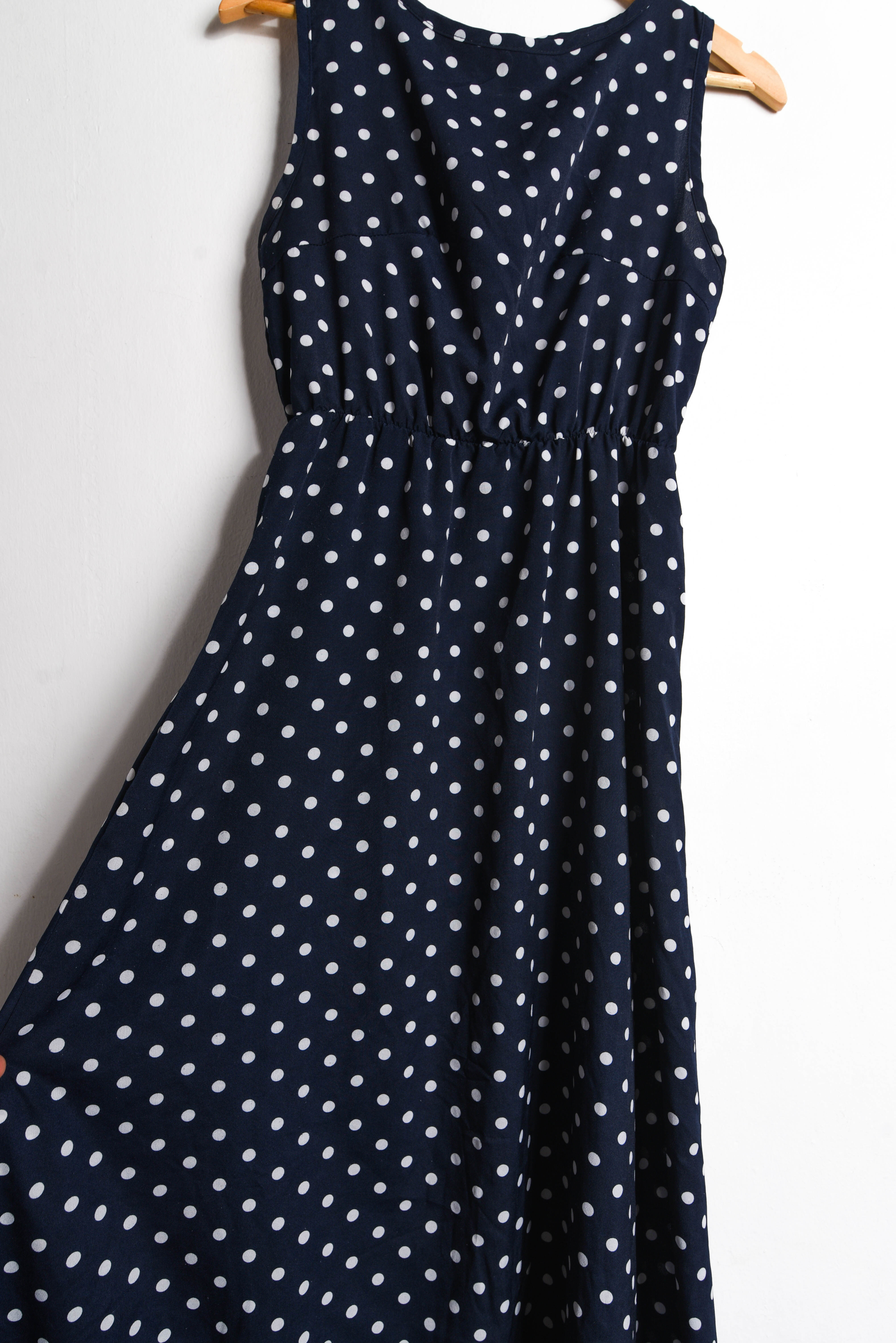 Maxi vestido navy lunares