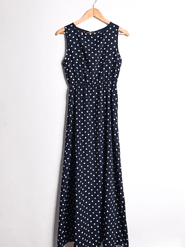 Maxi vestido navy lunares