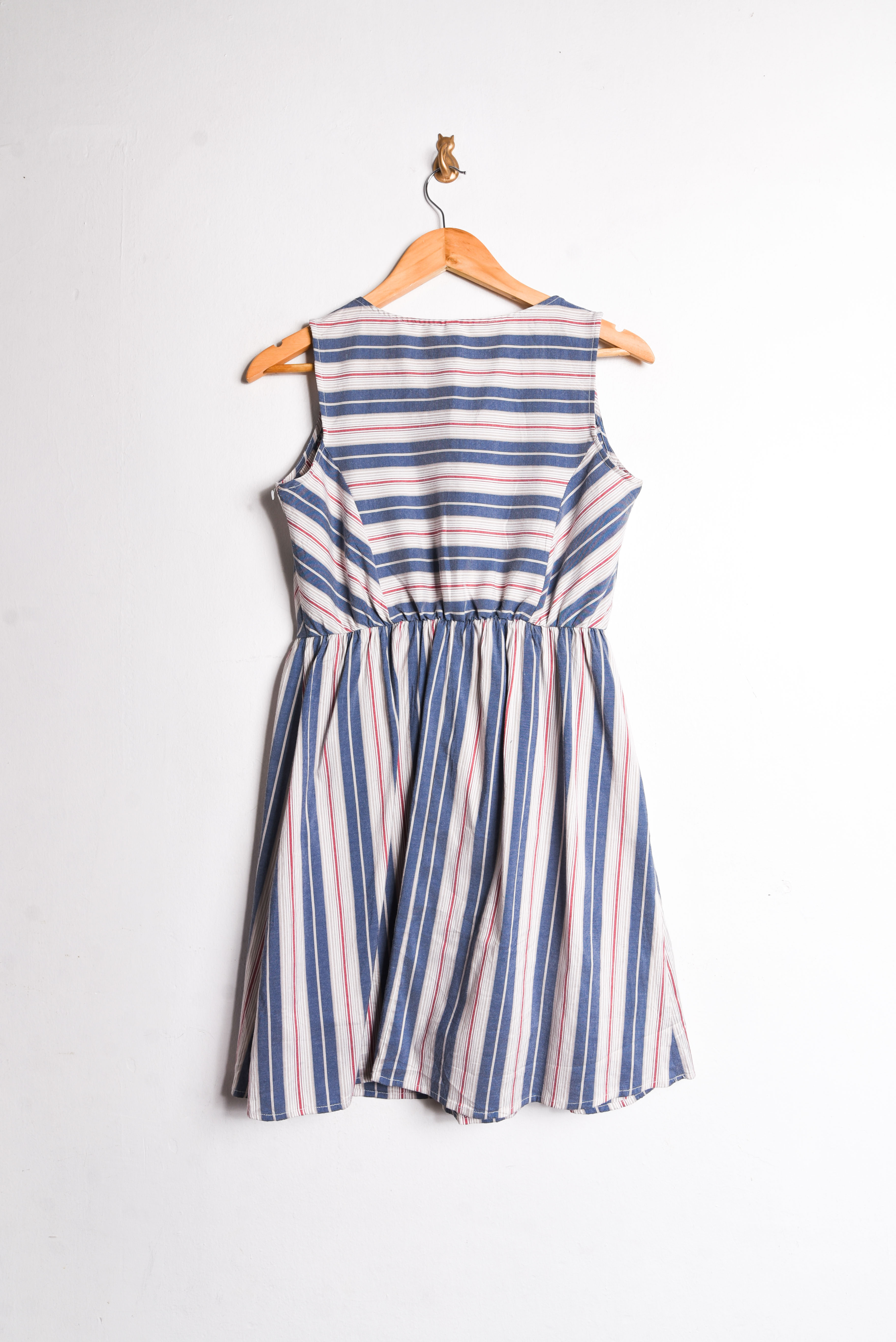 Vestido celeste rayado broderie