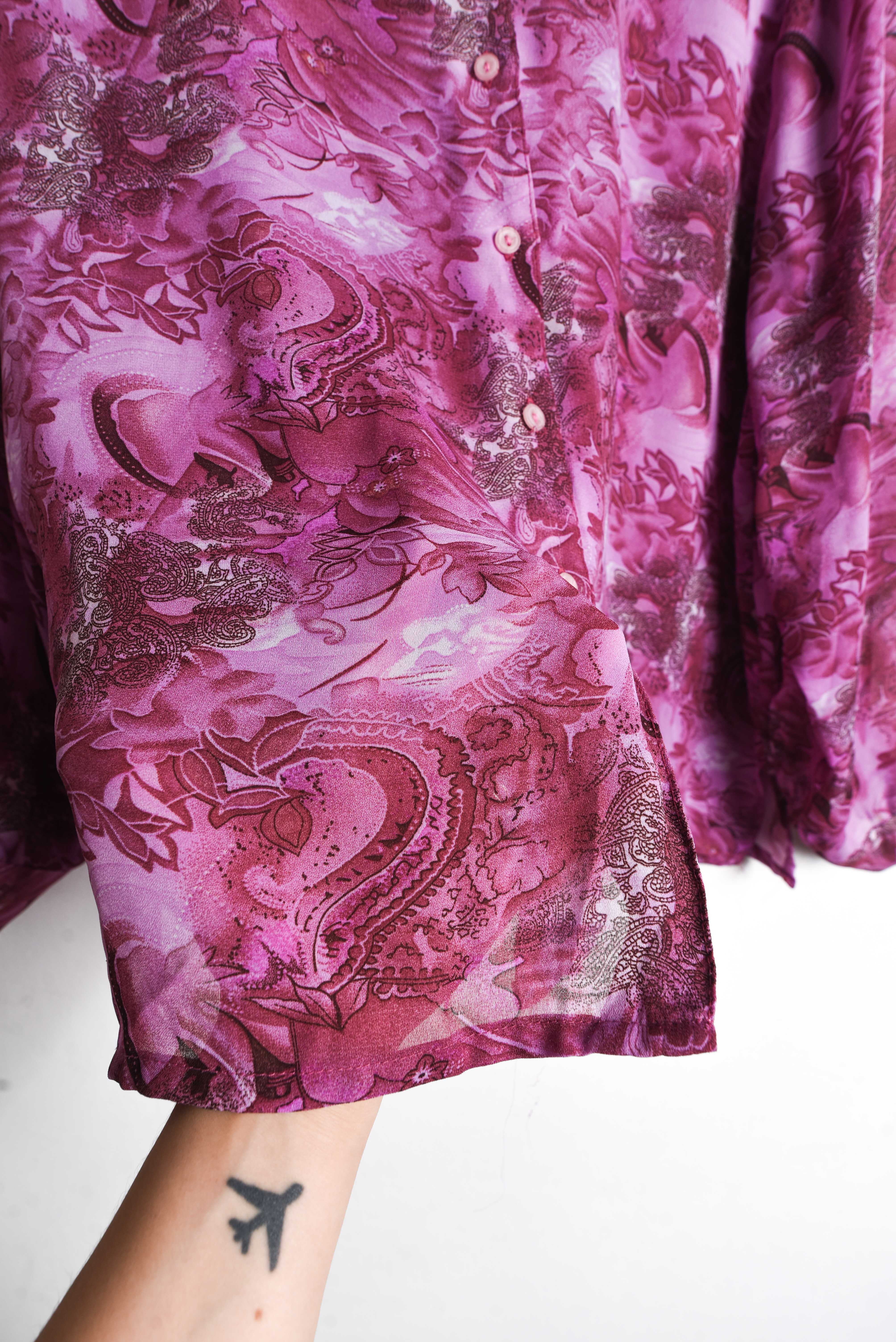 Blusa purple floral oriental