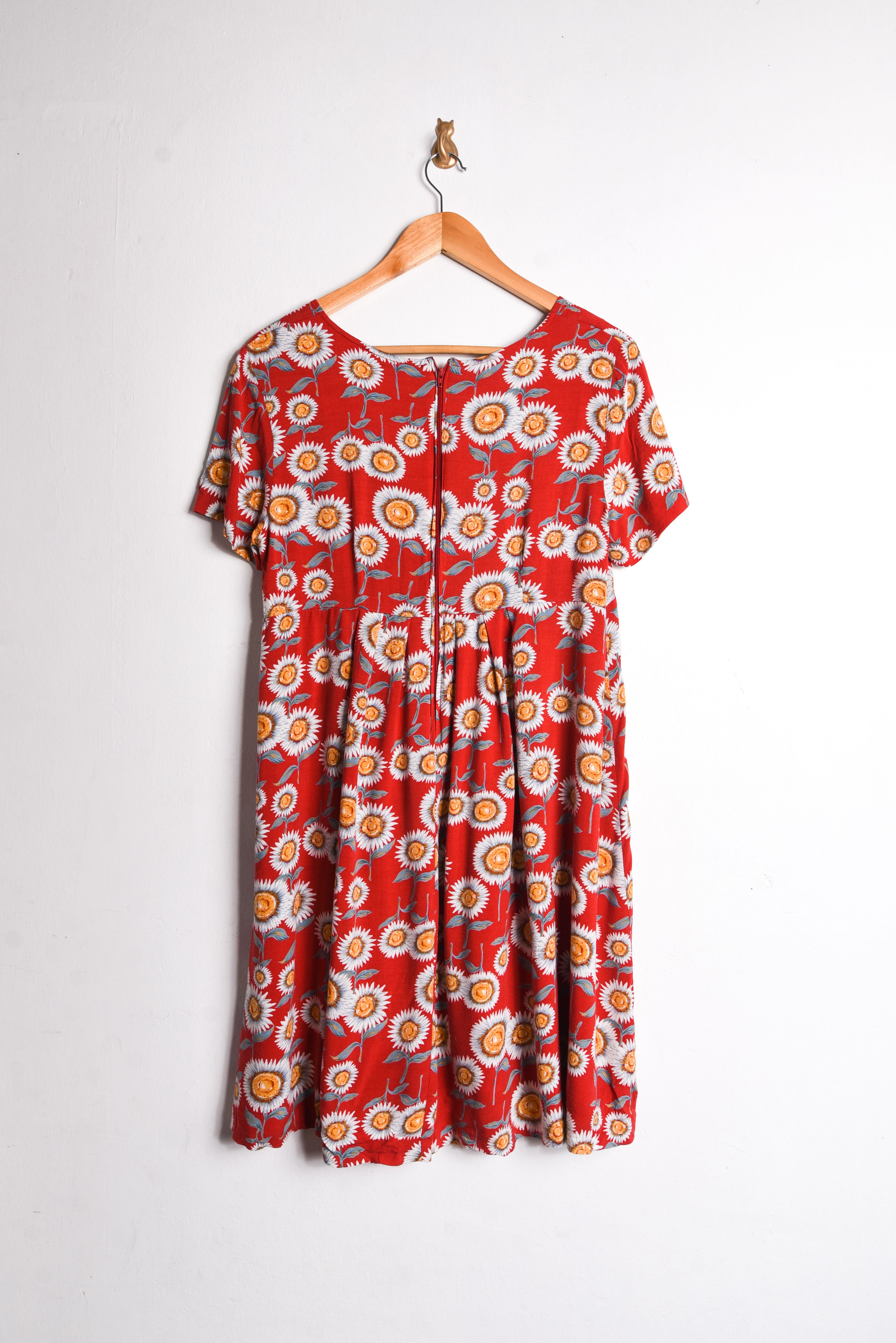 Vestido rojo 90s girasoles