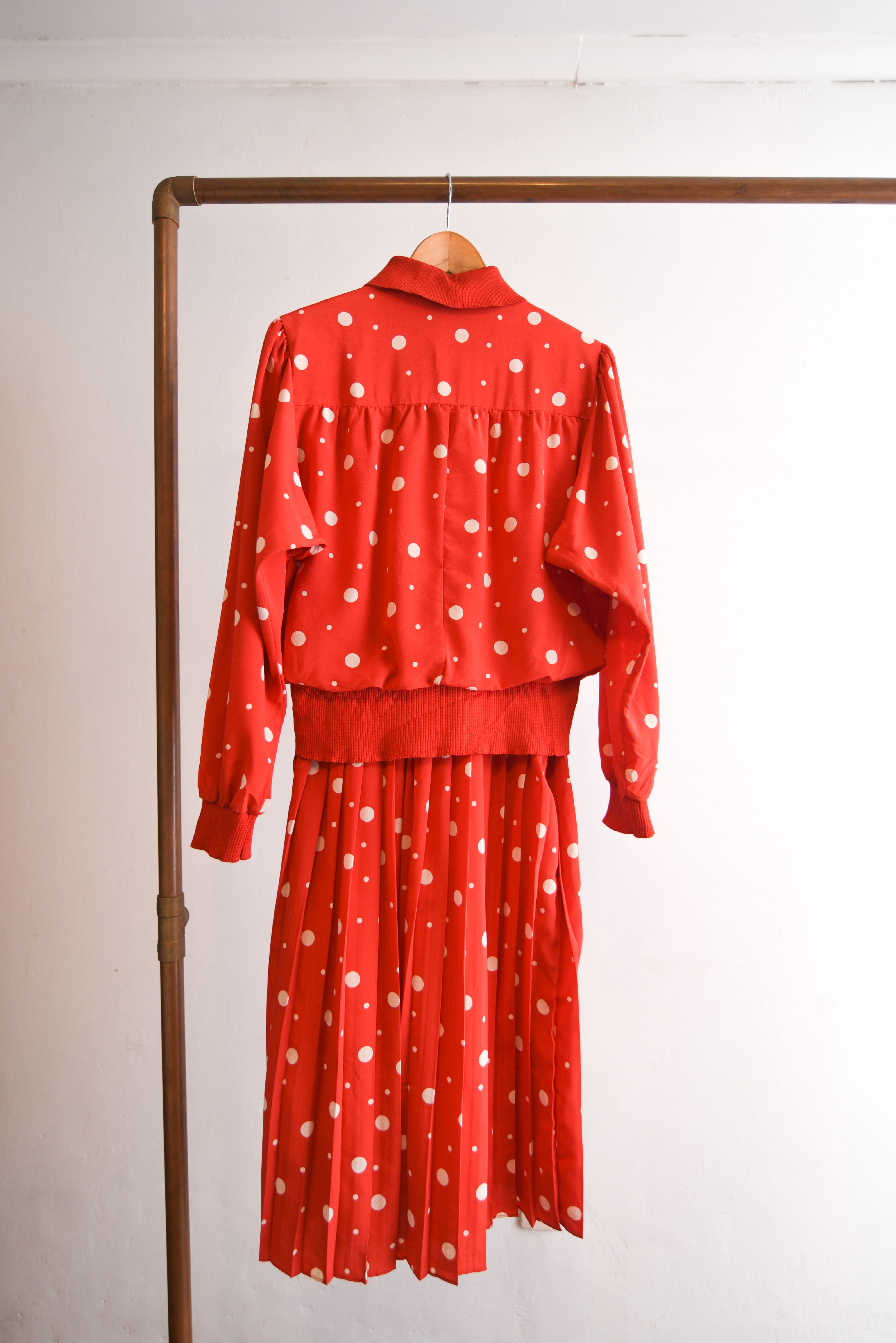 Vestido rojo 80s lunares y tablas