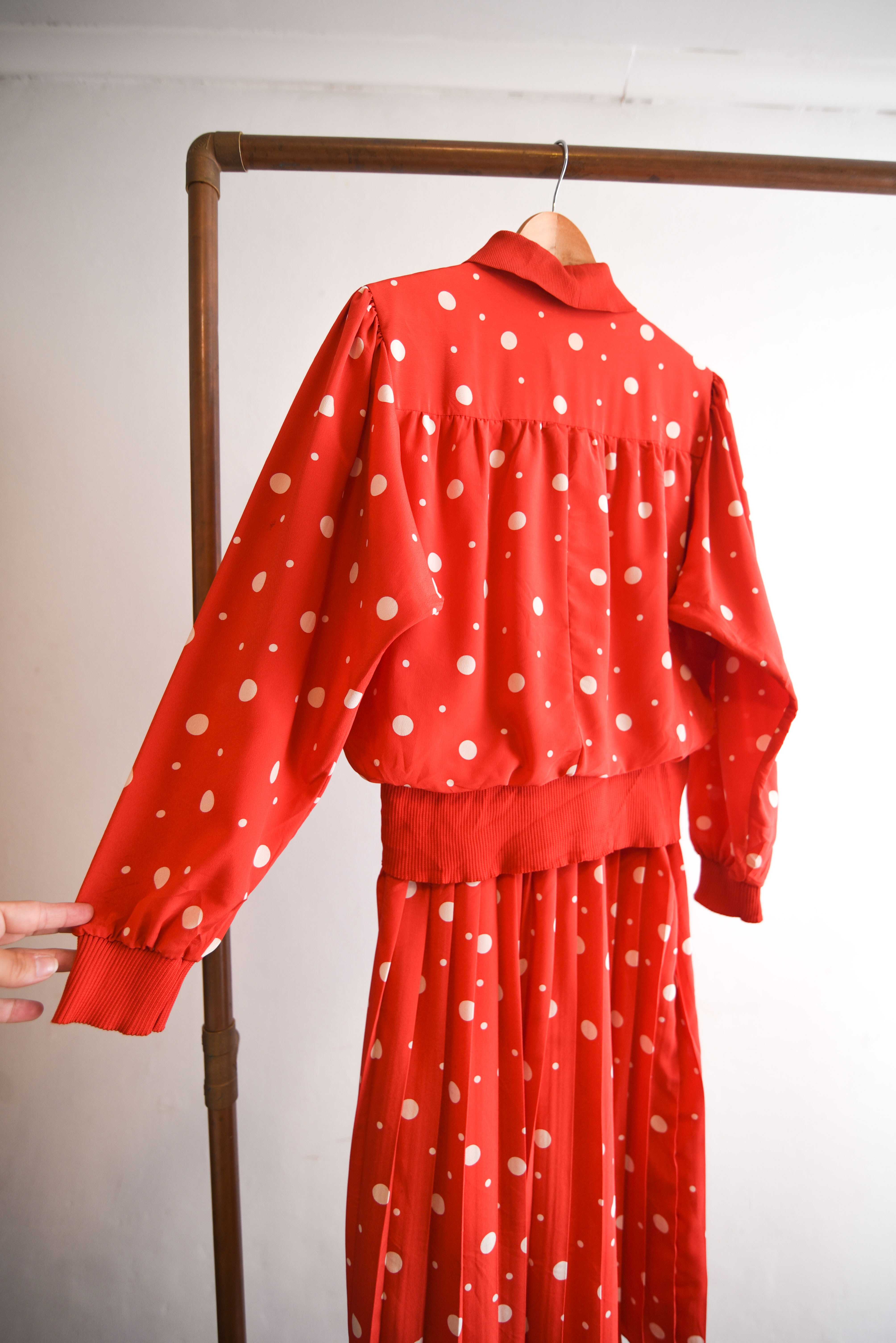 Vestido rojo 80s lunares y tablas