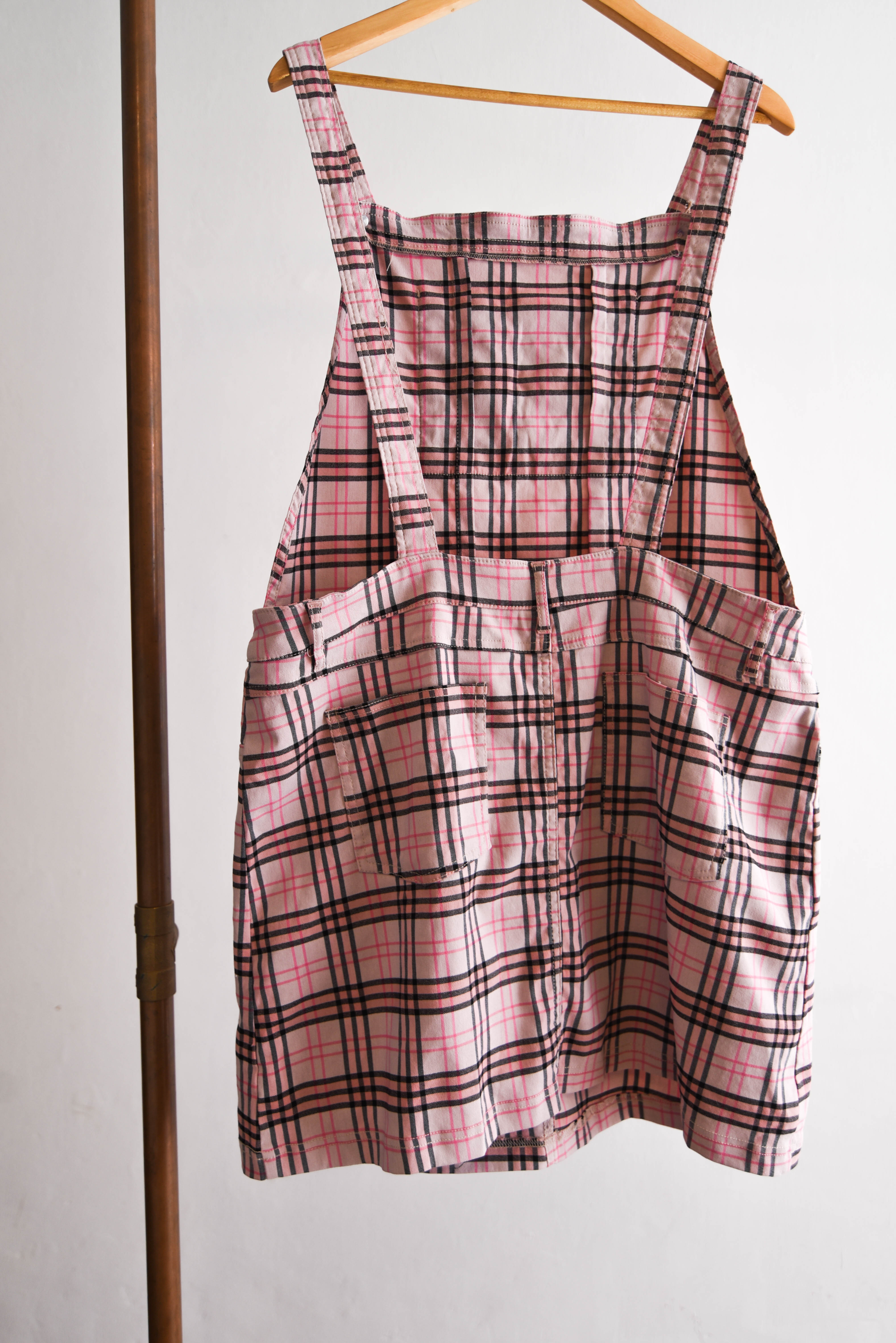 Jardinera rosa pastel tartán