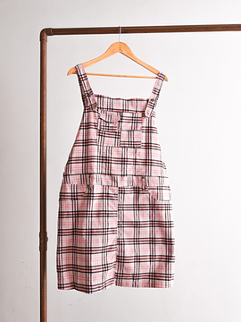 Jardinera rosa pastel tartán