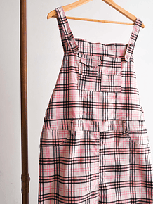 Jardinera rosa pastel tartán