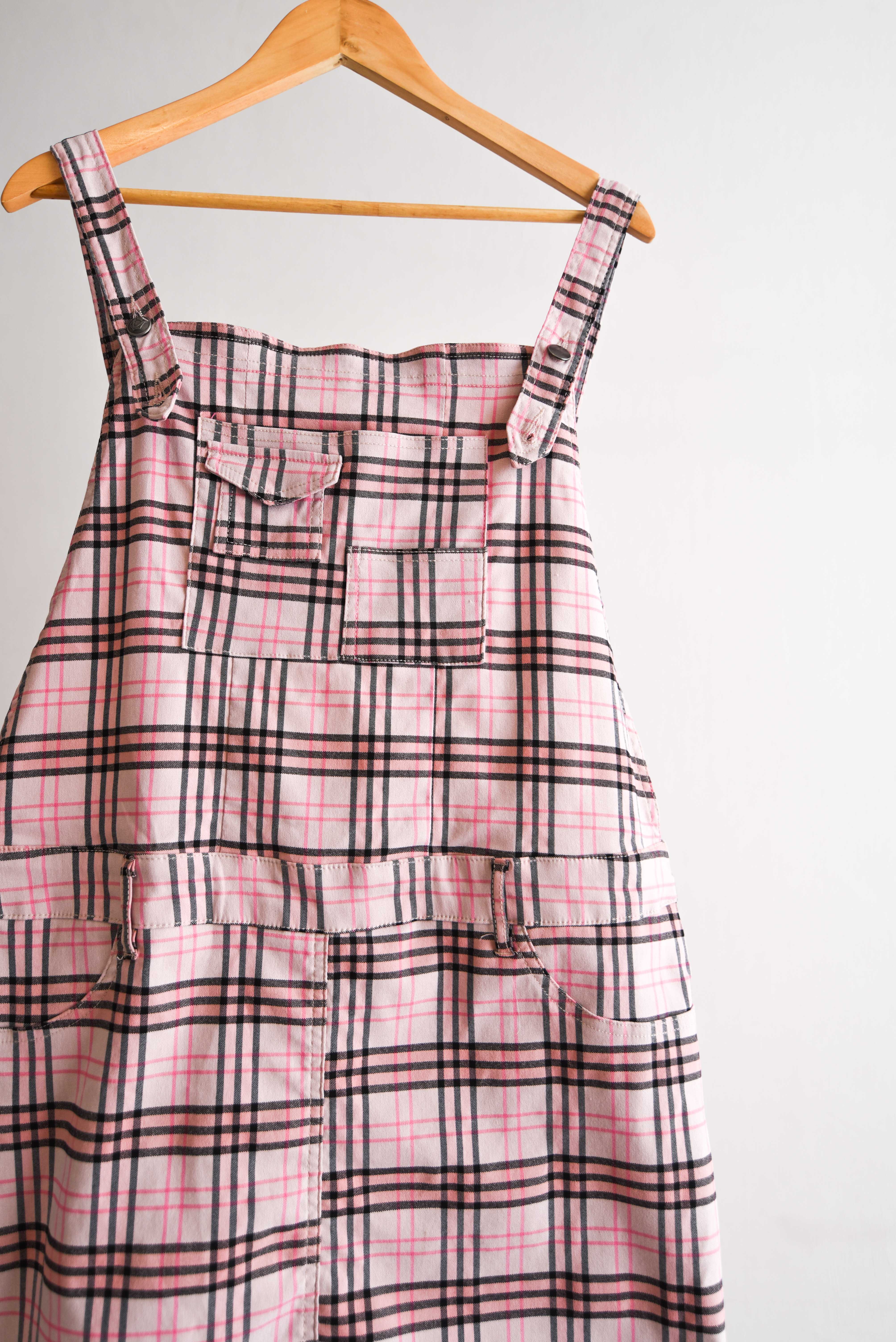 Jardinera rosa pastel tartán