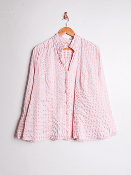 Camisa rosa pastel brillos y vuelos