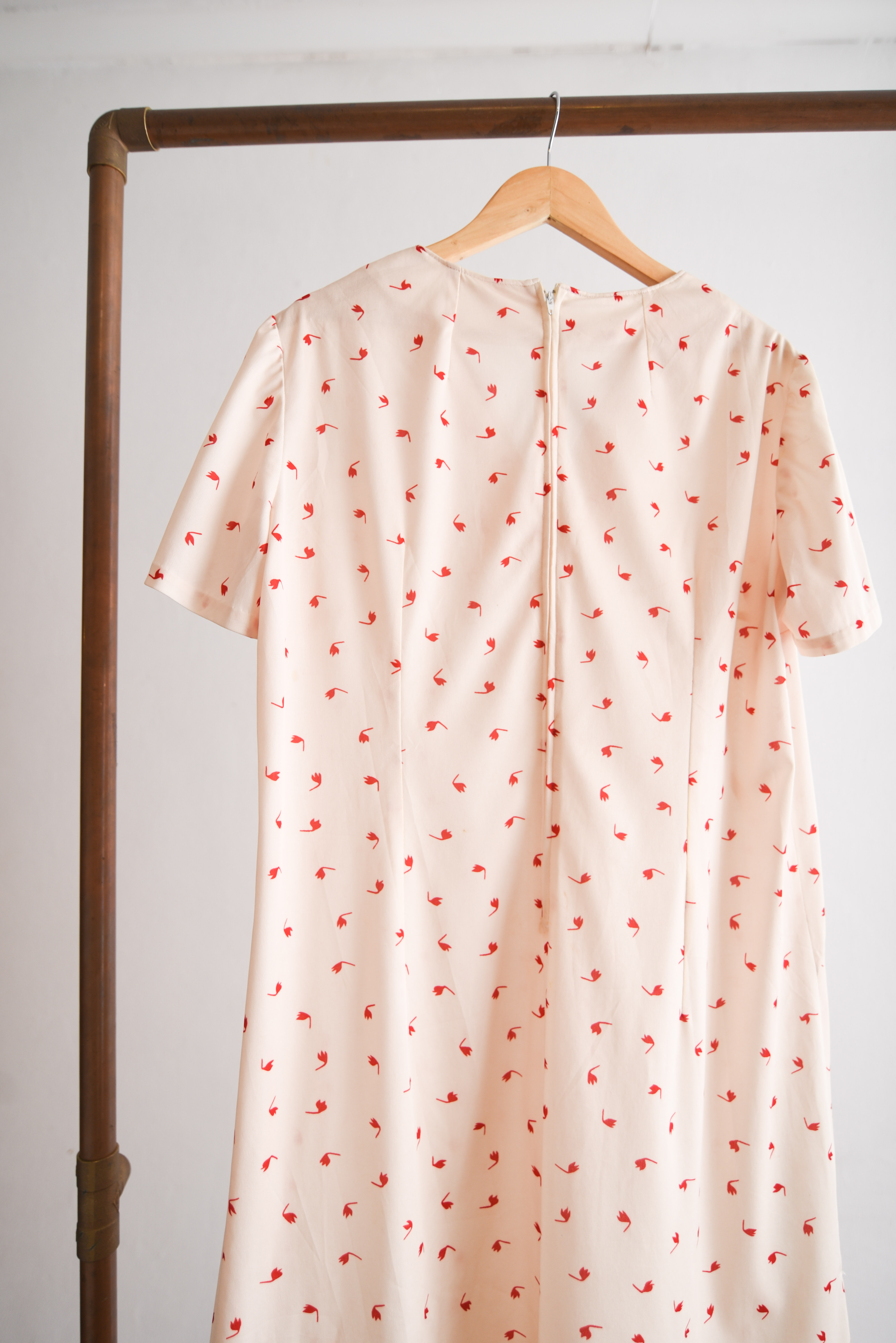 Vestido marfil 70s tulipanes