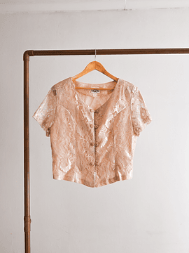 Blusa 80s encaje nude
