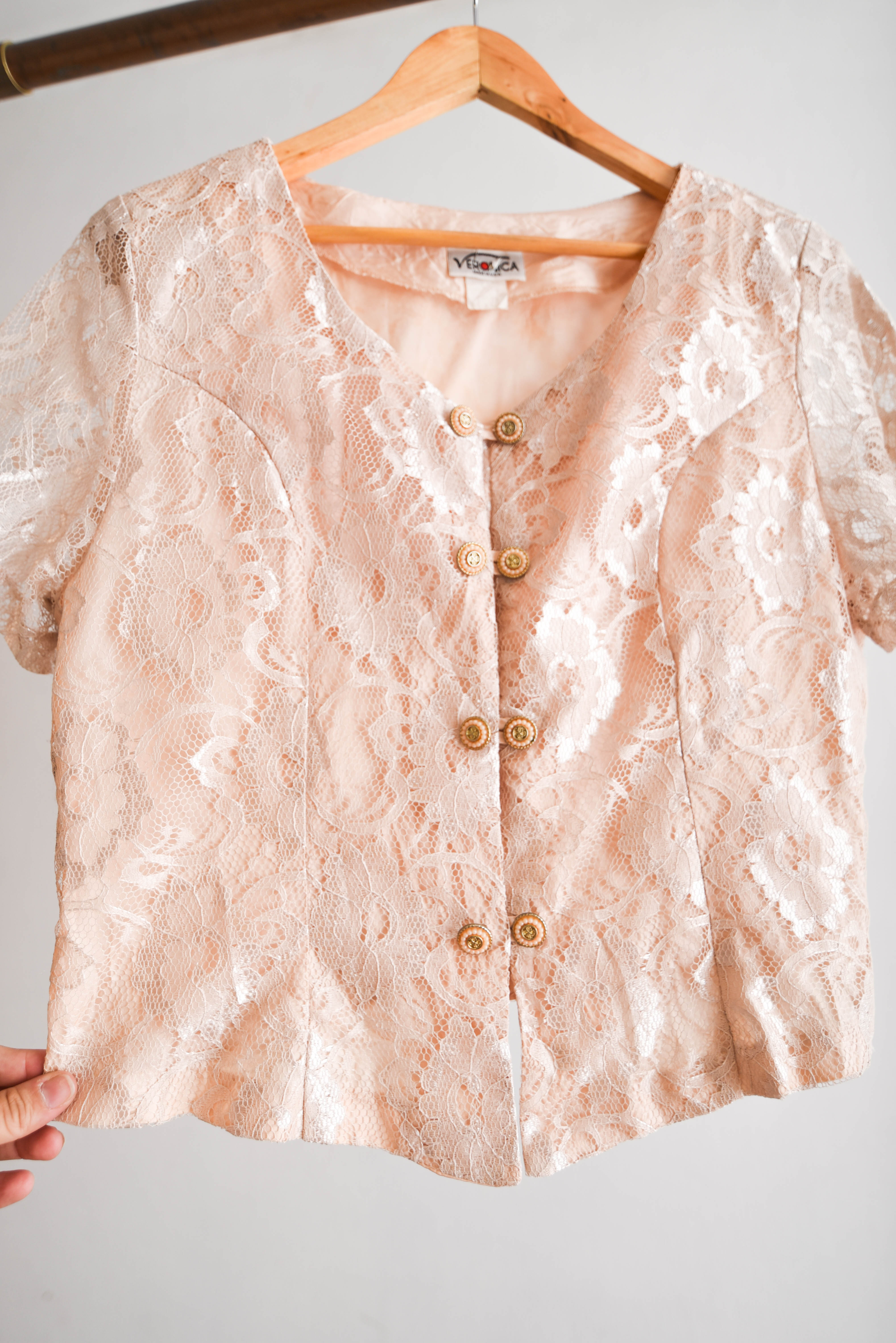 Blusa 80s encaje nude