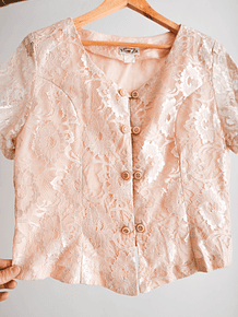 Blusa 80s encaje nude