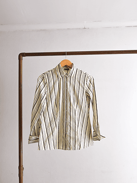 Camisa rayada marfil y gris
