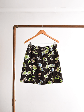 Falda-short café floral