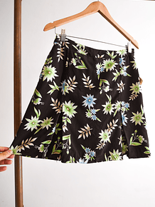 Falda-short café floral