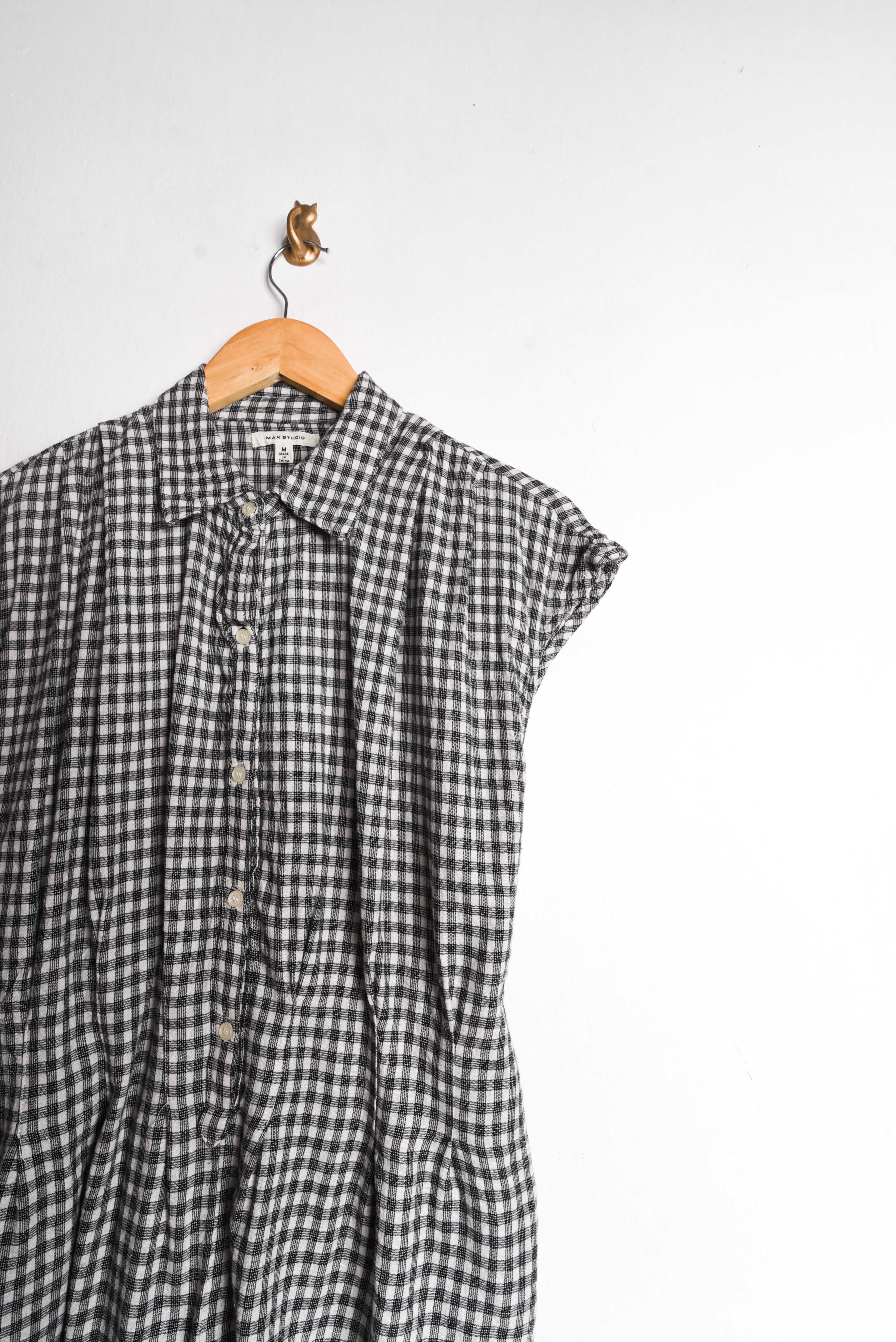 Blusa gingham gris lazito