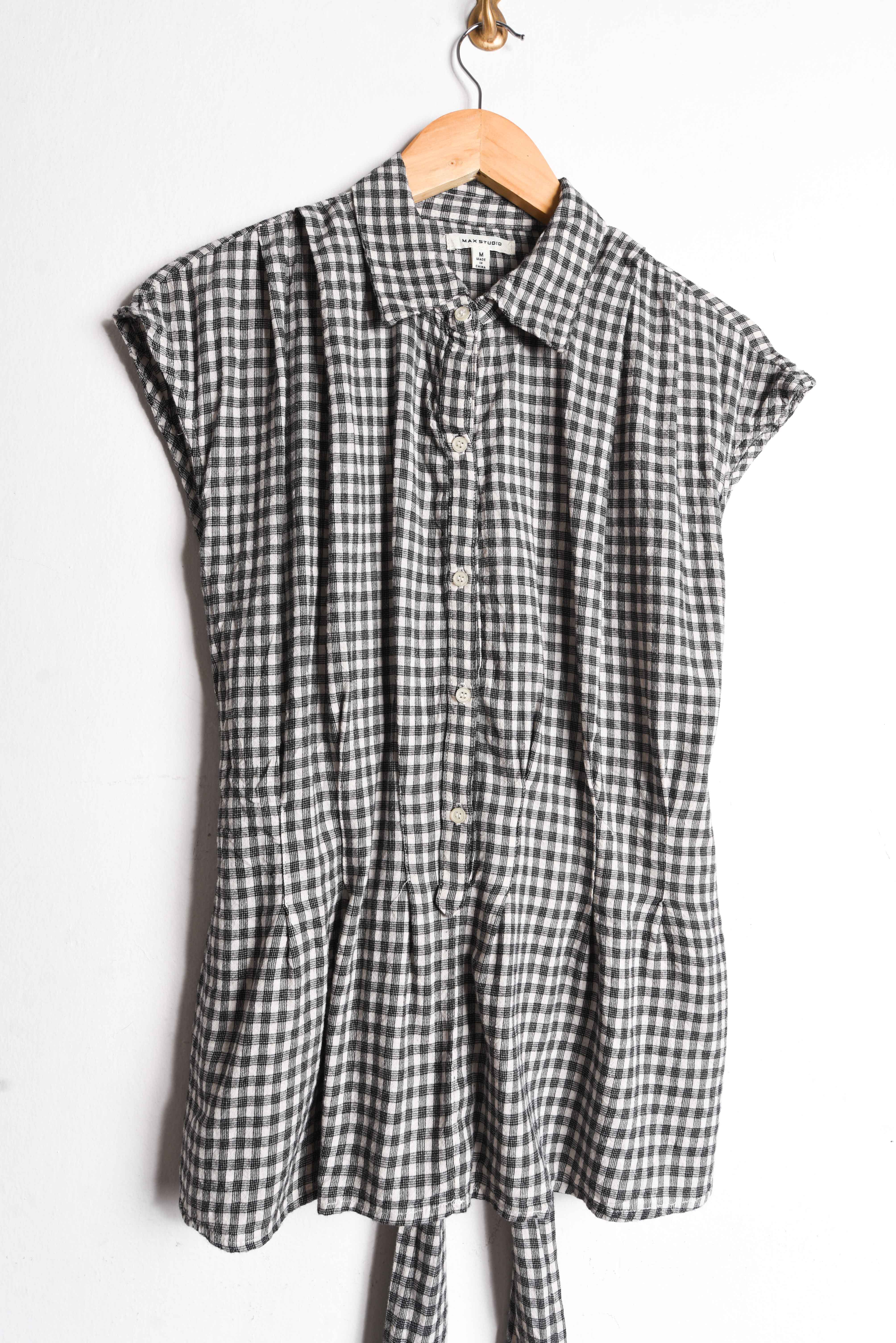 Blusa gingham gris lazito